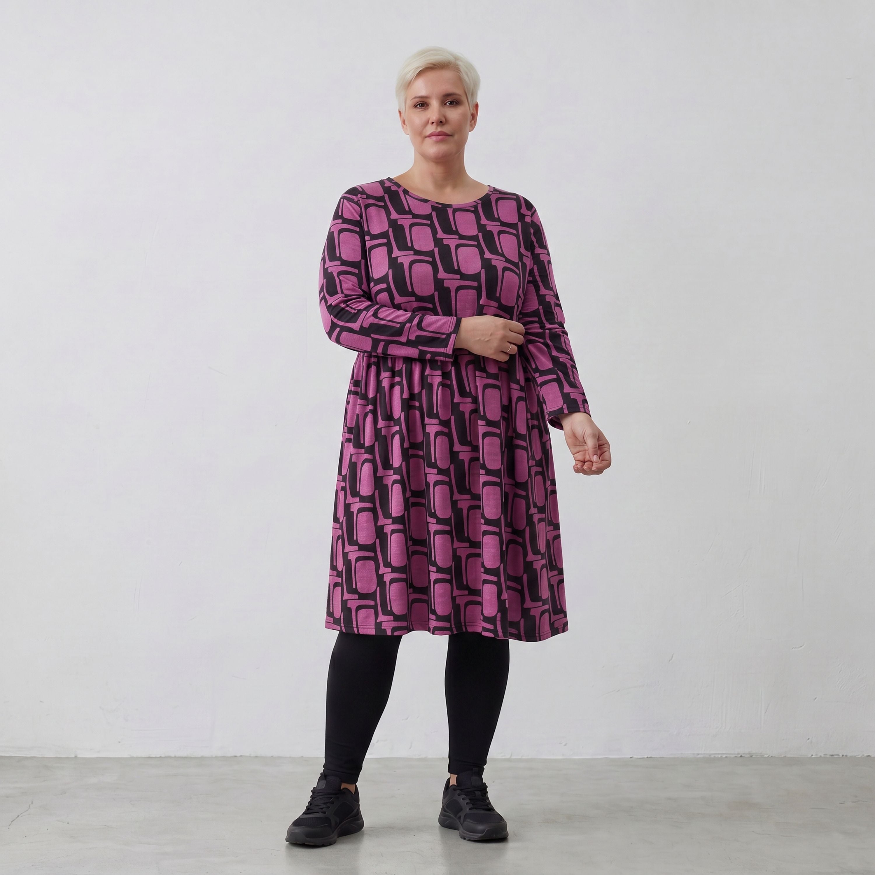AKH Fashion Kleid 6742 Sophie, Schwarz/Fuchsia
