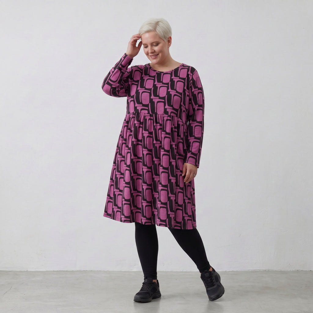 AKH Fashion Kleid 6742 Sophie, Schwarz/Fuchsia