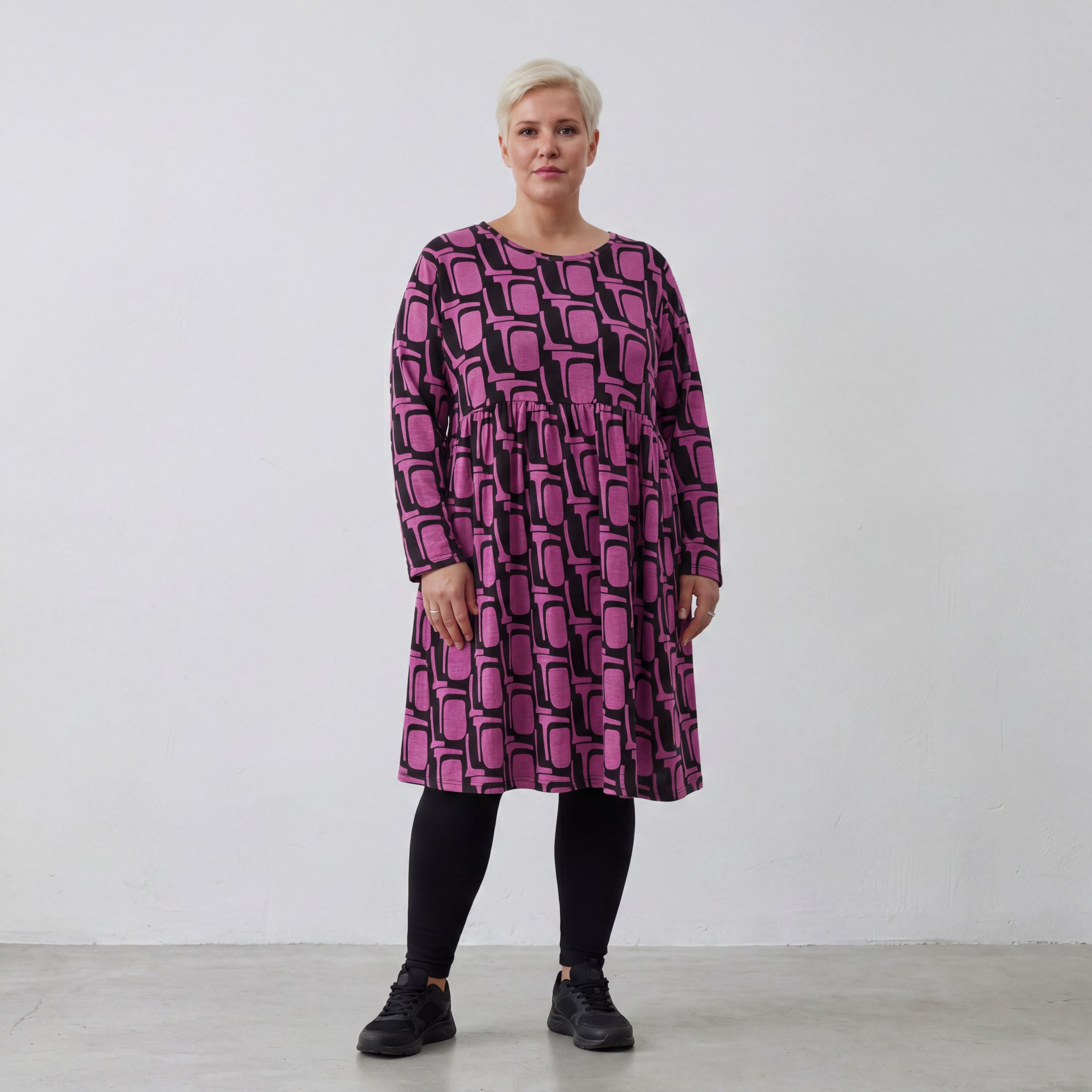 AKH Fashion Kleid 6742 Sophie, Schwarz/Fuchsia