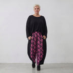 Pantalon AKH 8069, noir-fuchsia