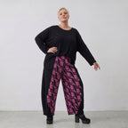 Pantalon AKH 8069, noir-fuchsia