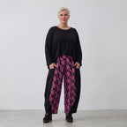 Pantalon AKH 8069, noir-fuchsia