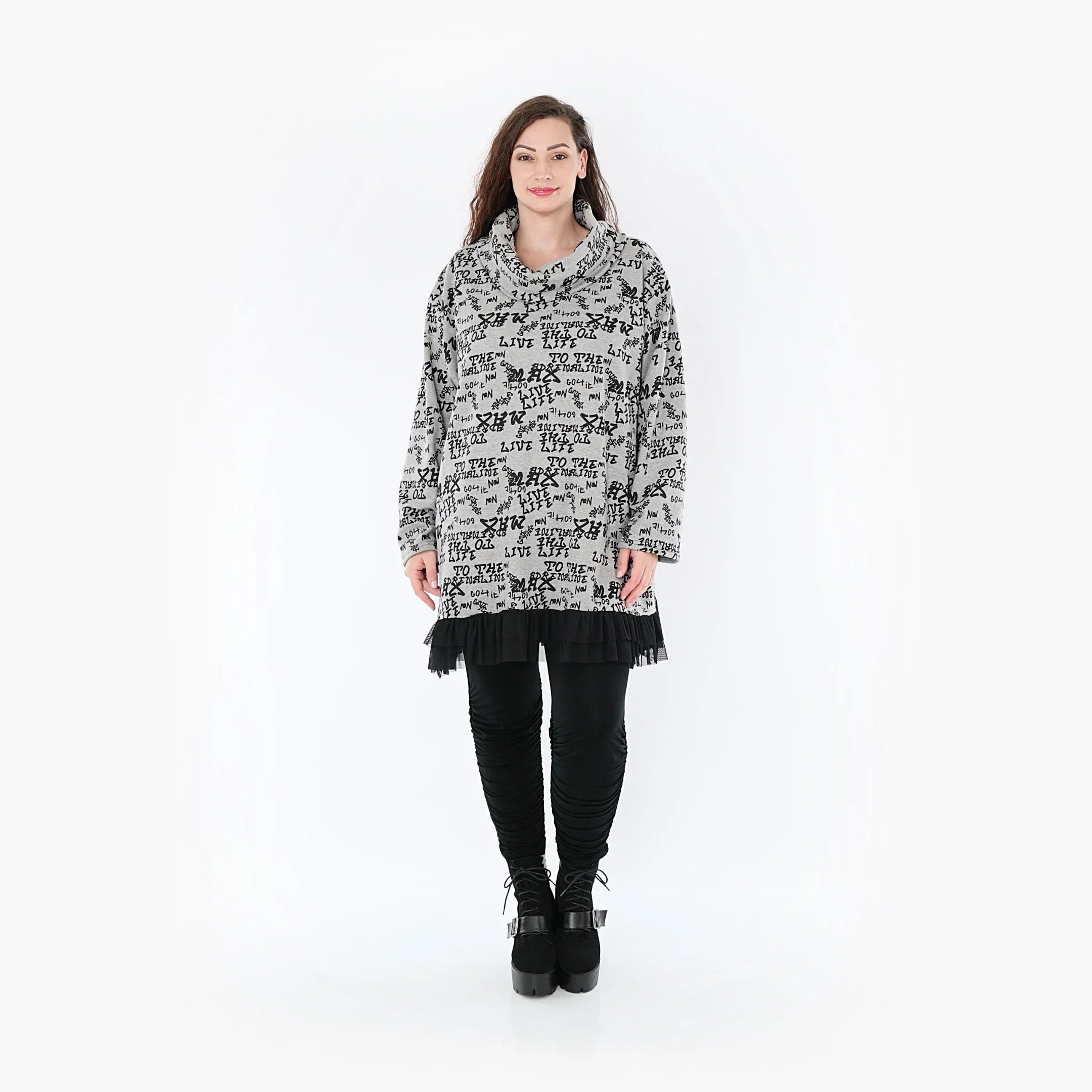 AKH Fashion Shirt 1919 Valentina, Grau/Schwarz