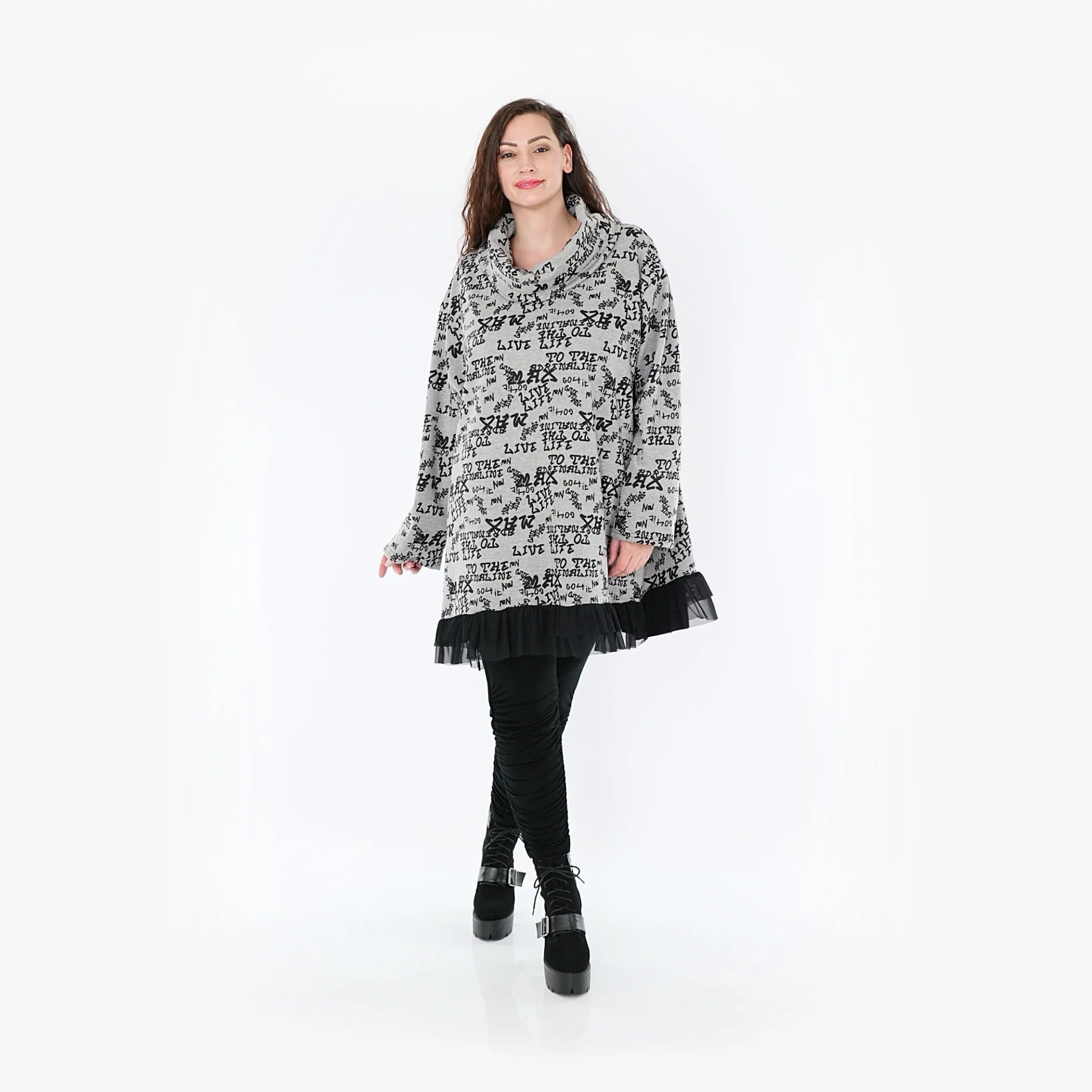 AKH Fashion Shirt 1919 Valentina, Grau/Schwarz