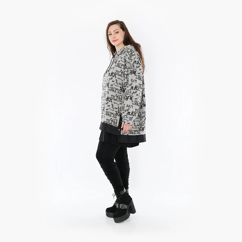 Chemise grande taille AKH 6988, gris-noir