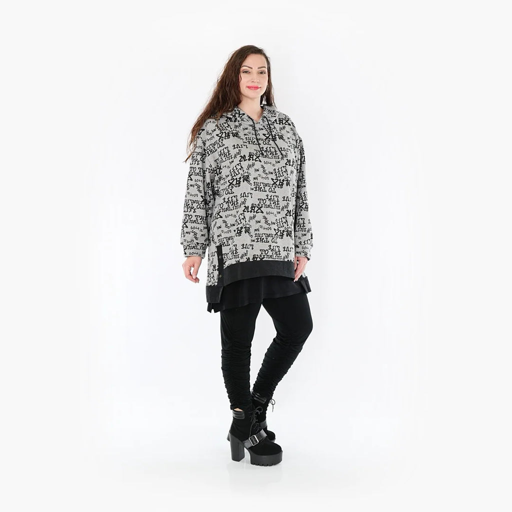 Chemise grande taille AKH 6988, gris-noir