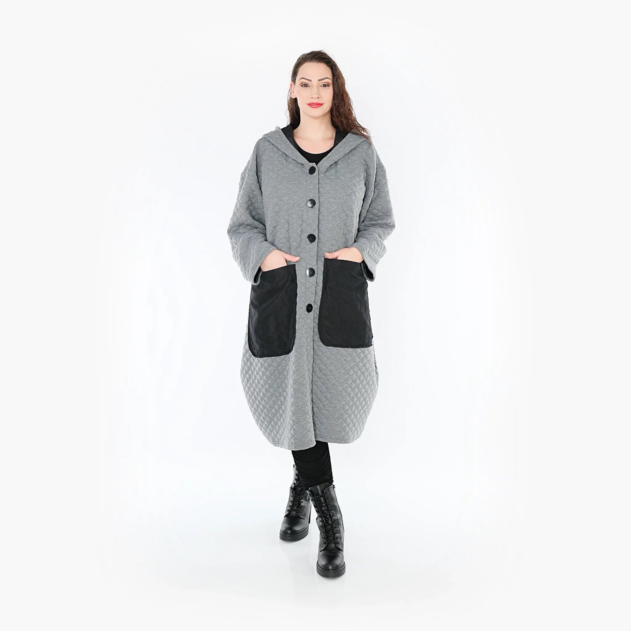 AKH 6986 Coat, Grey-Black