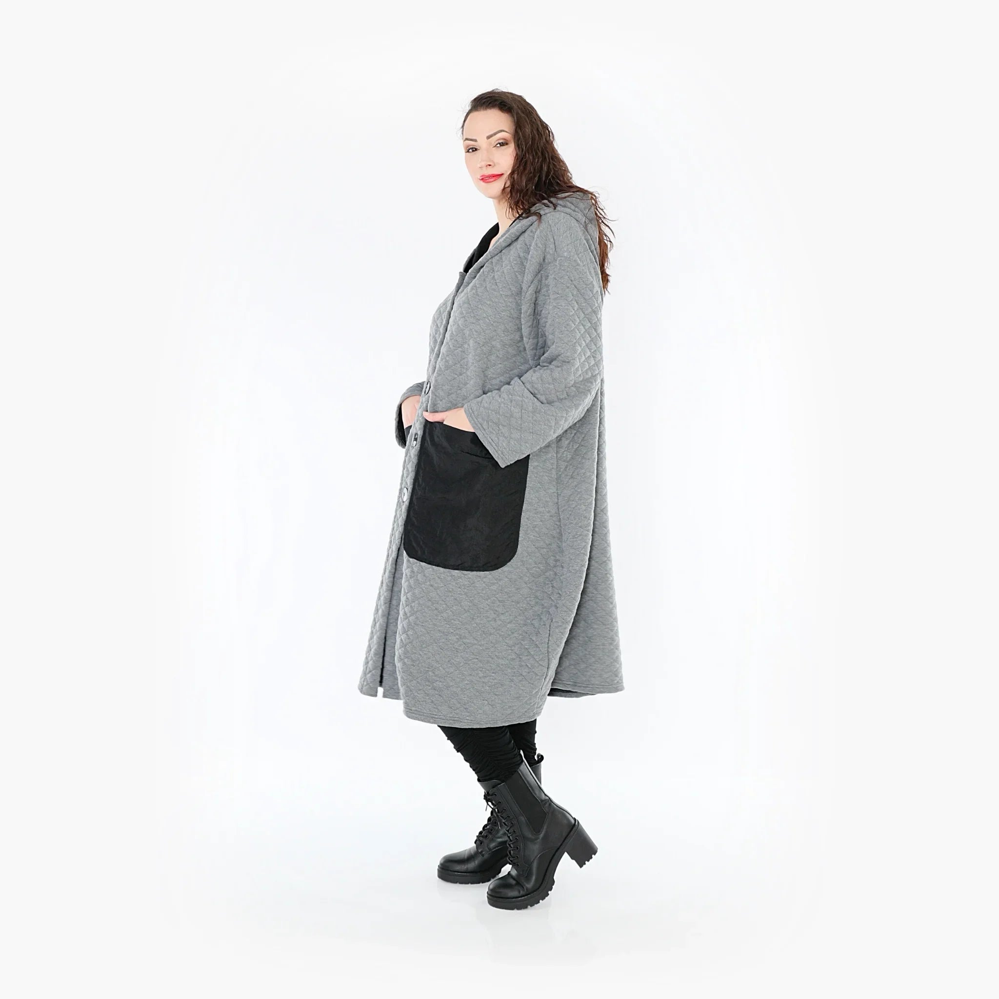 AKH 6986 Coat, Grey-Black