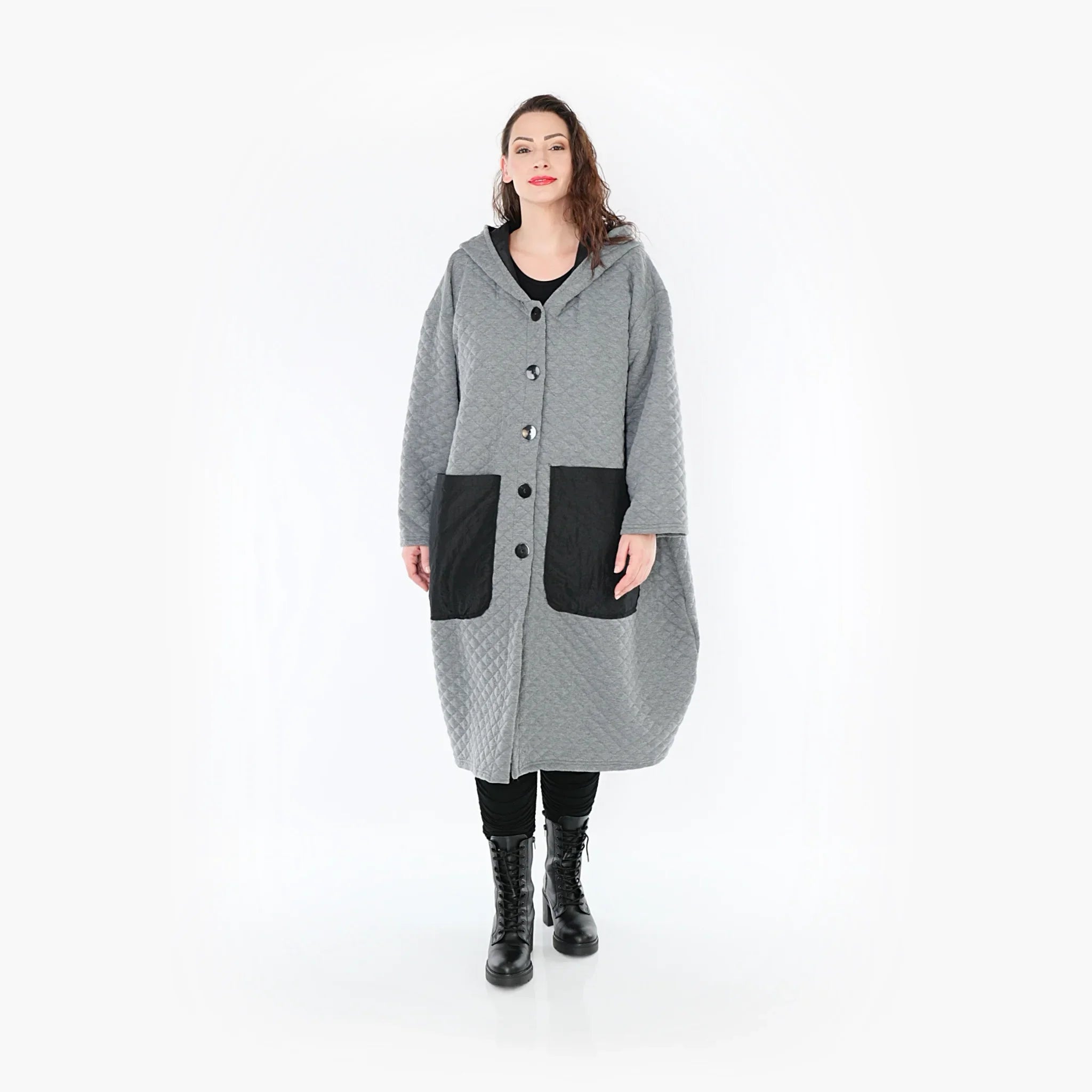 AKH 6986 Coat, Grey-Black