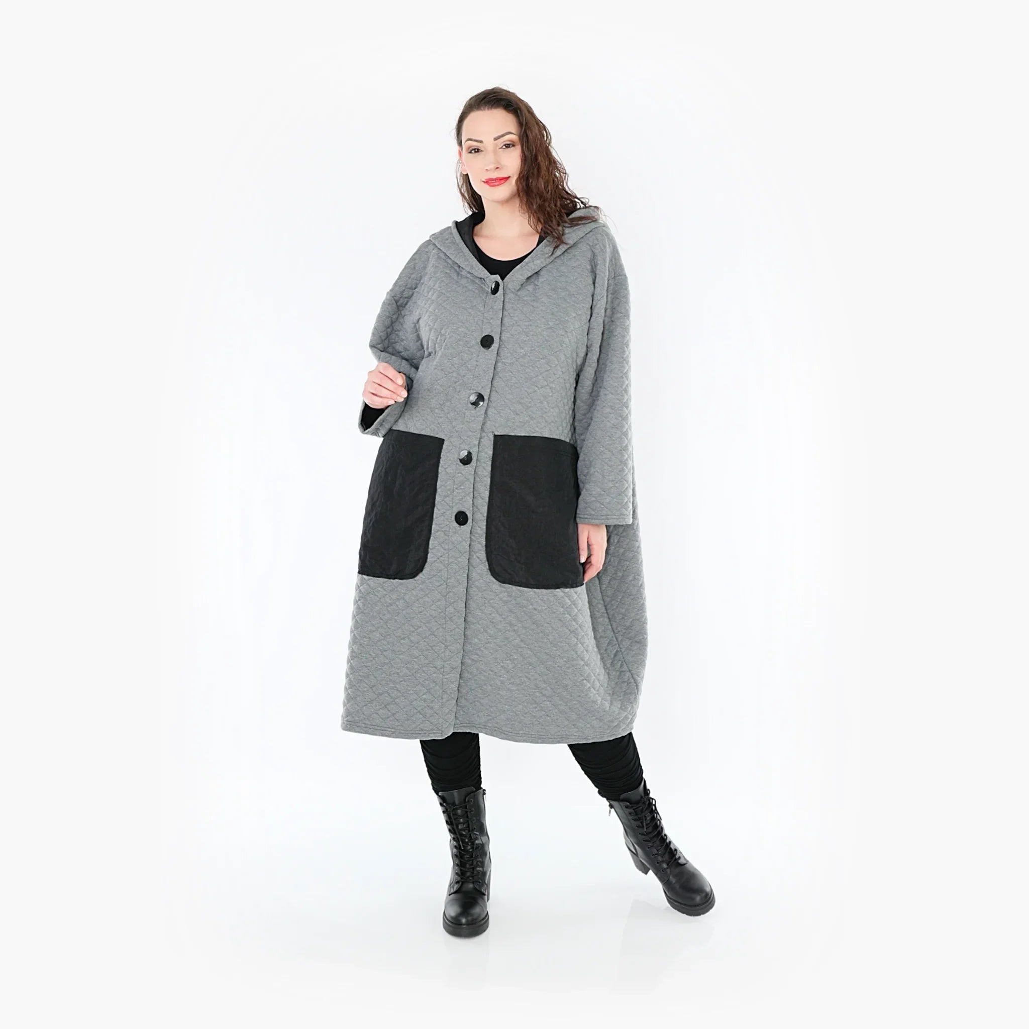 AKH 6986 Coat, Grey-Black