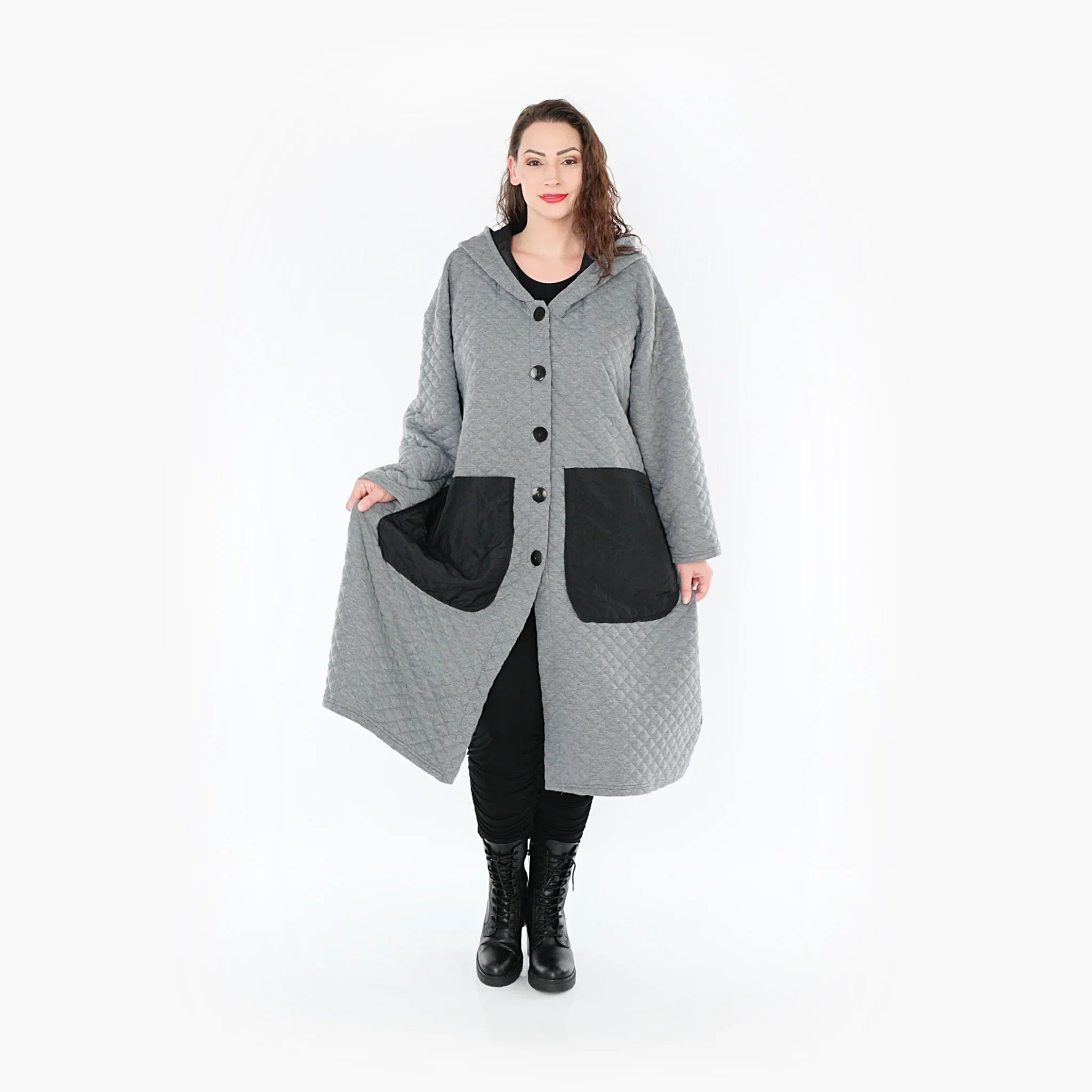 AKH 6986 Coat, Grey-Black
