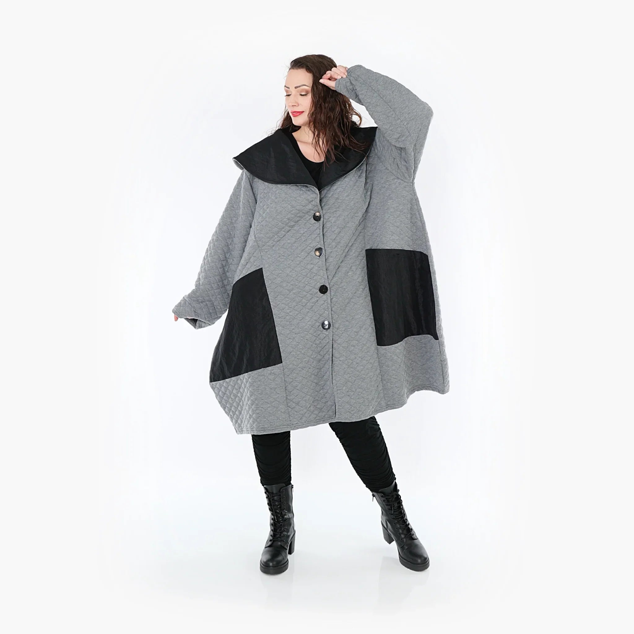 AKH Fashion Mantel 7002 Opulenta, Grau/Schwarz