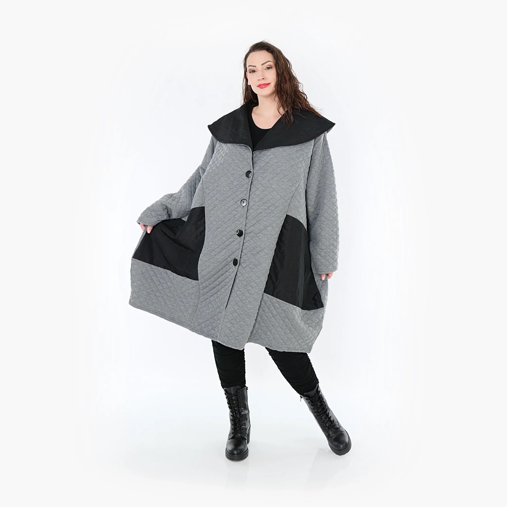 AKH Fashion Mantel 7002 Opulenta, Grau/Schwarz