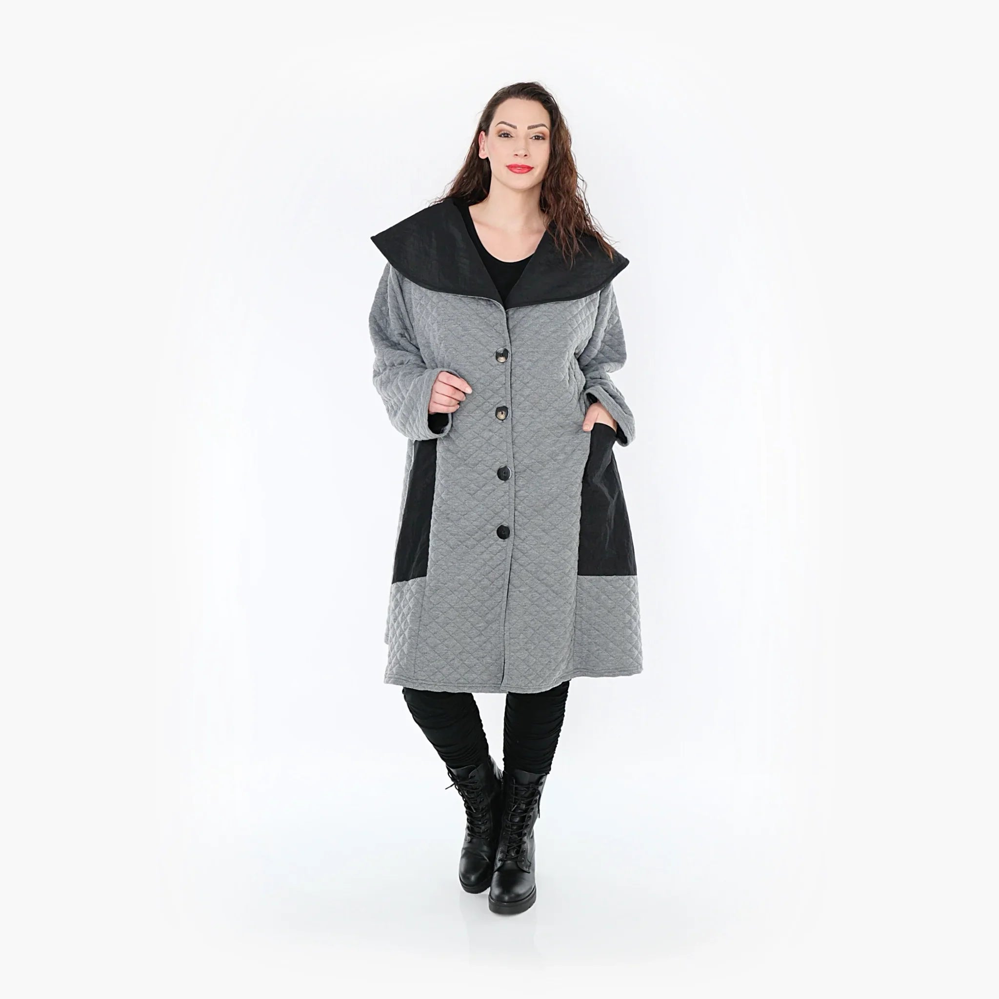 AKH Fashion Mantel 7002 Opulenta, Grau/Schwarz