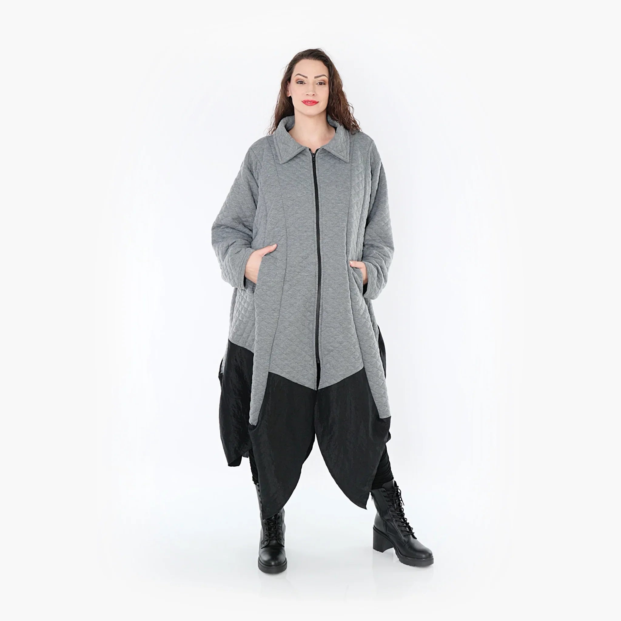 AKH Fashion Mantel 7003 Opulenta, Grau/Schwarz