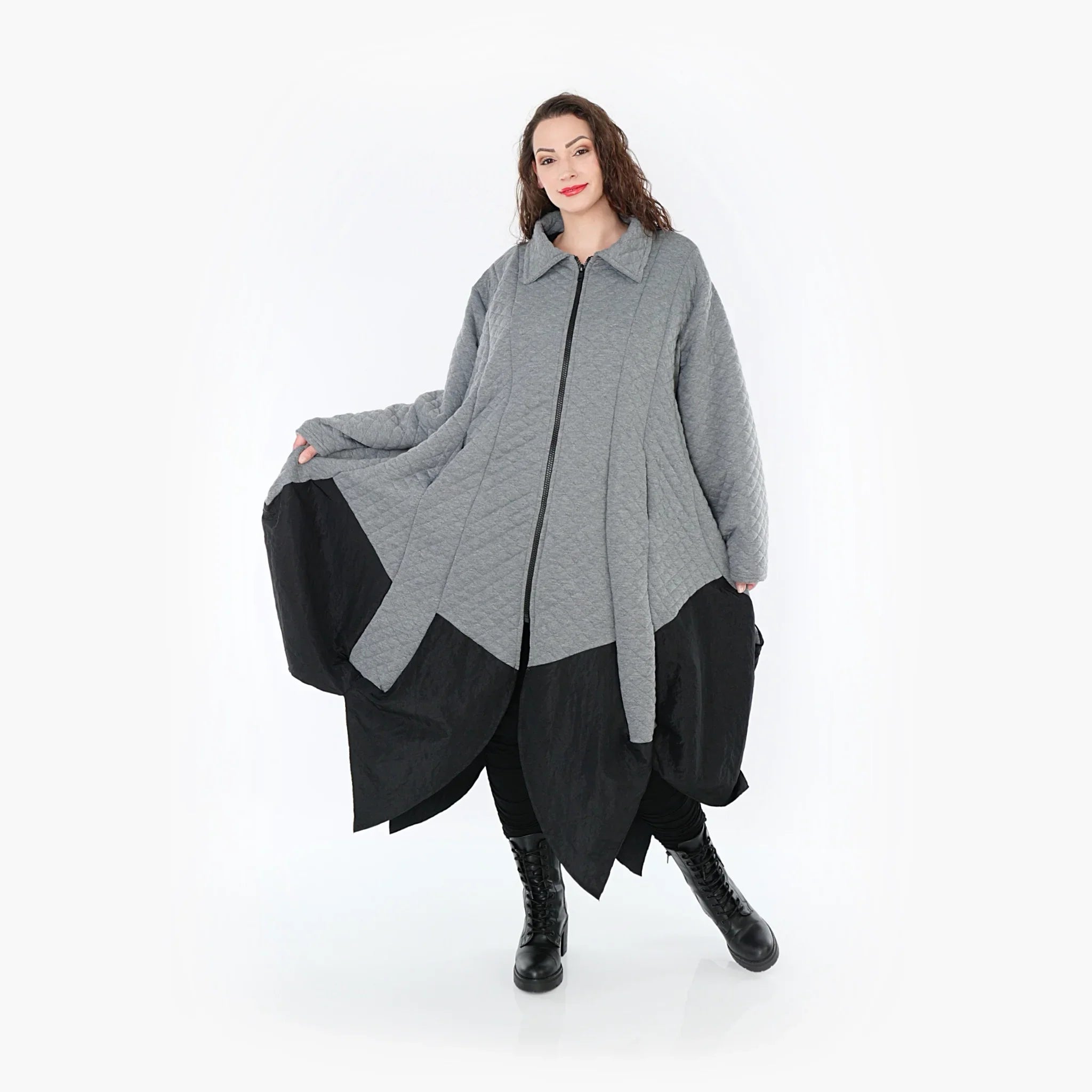 AKH Fashion Mantel 7003 Opulenta, Grau/Schwarz