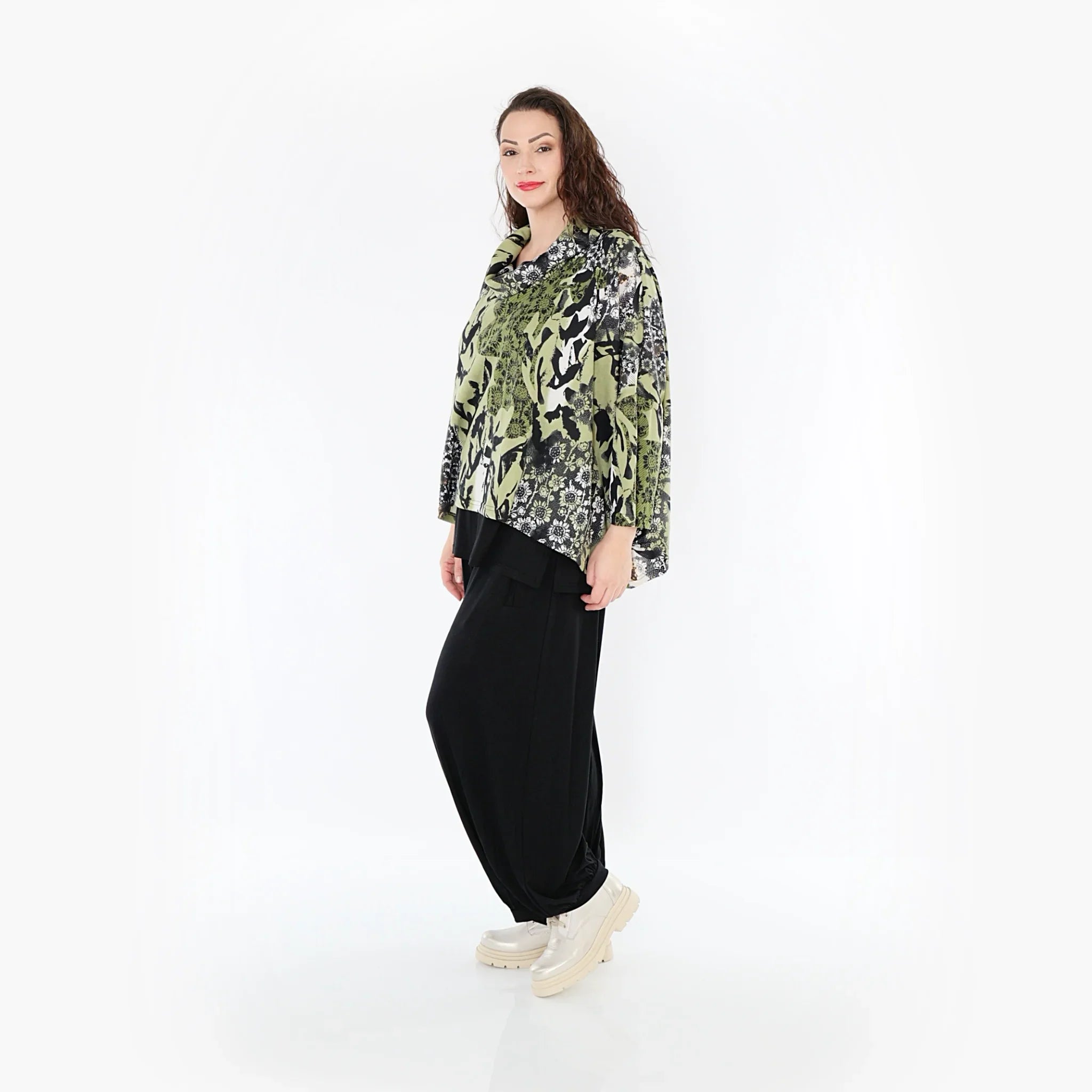 AKH Fashion Shirt 3019 Lyanna, Olive/Schwarz/Weiß