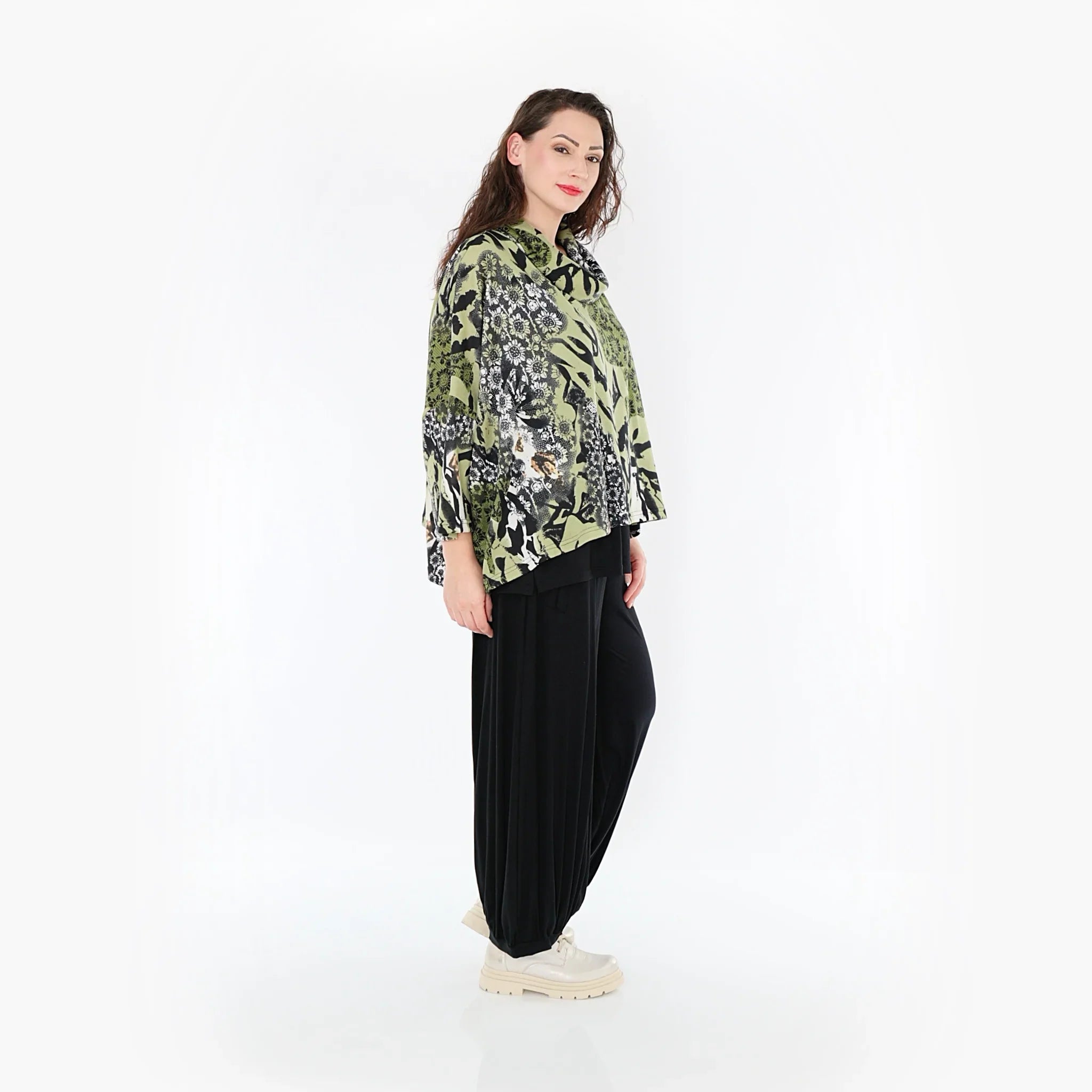 AKH Fashion Shirt 3019 Lyanna, Olive/Schwarz/Weiß