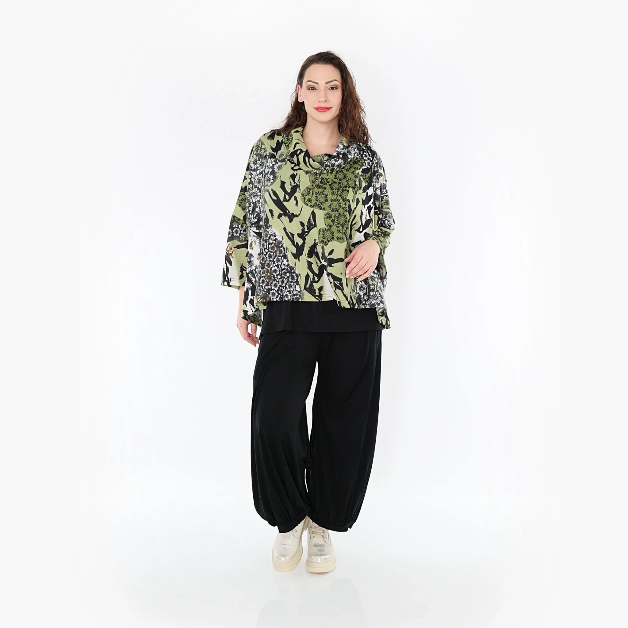 AKH Fashion Shirt 3019 Lyanna, Olive/Schwarz/Weiß