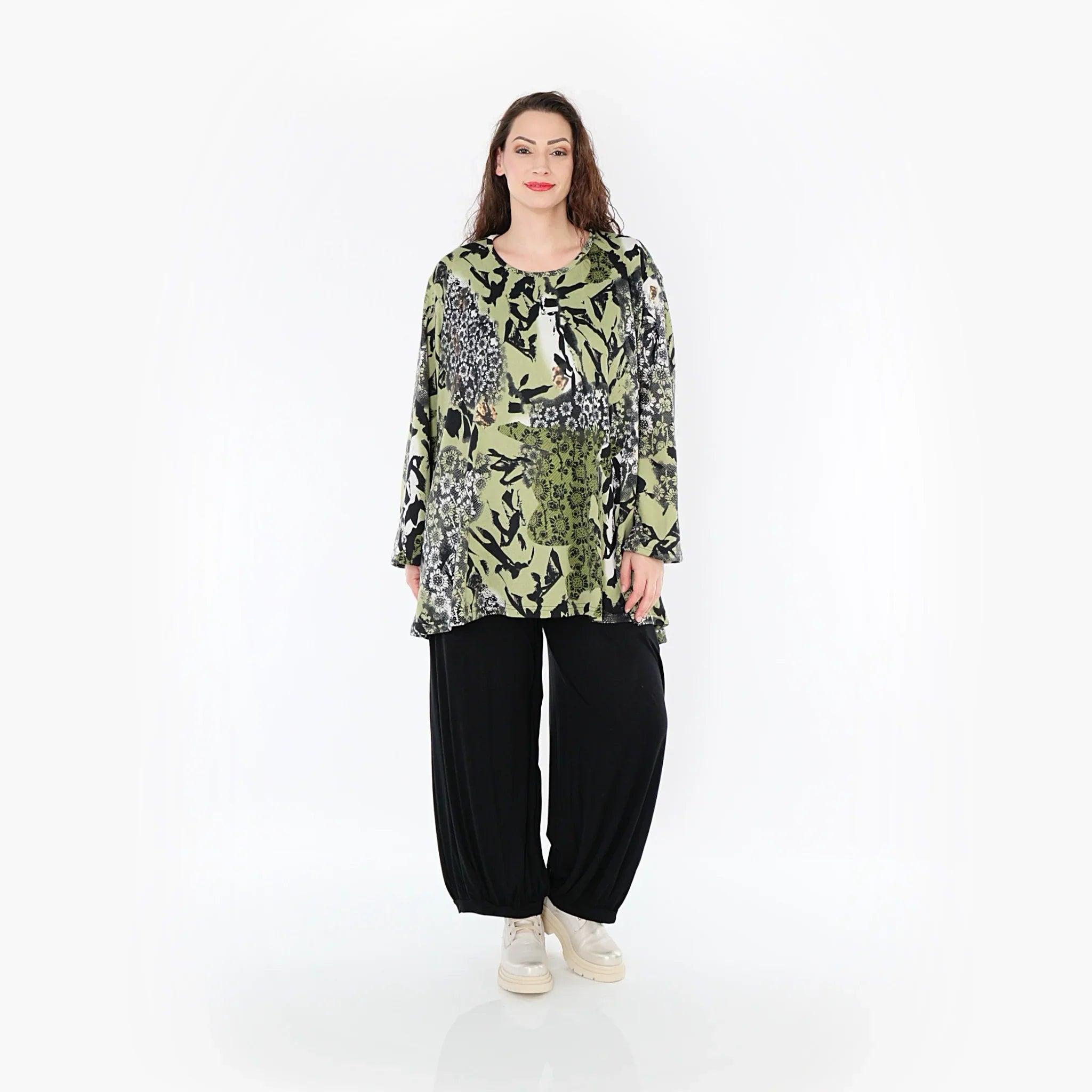 AKH Fashion Shirt 593 Lyanna, Olive/Schwarz/Weiß