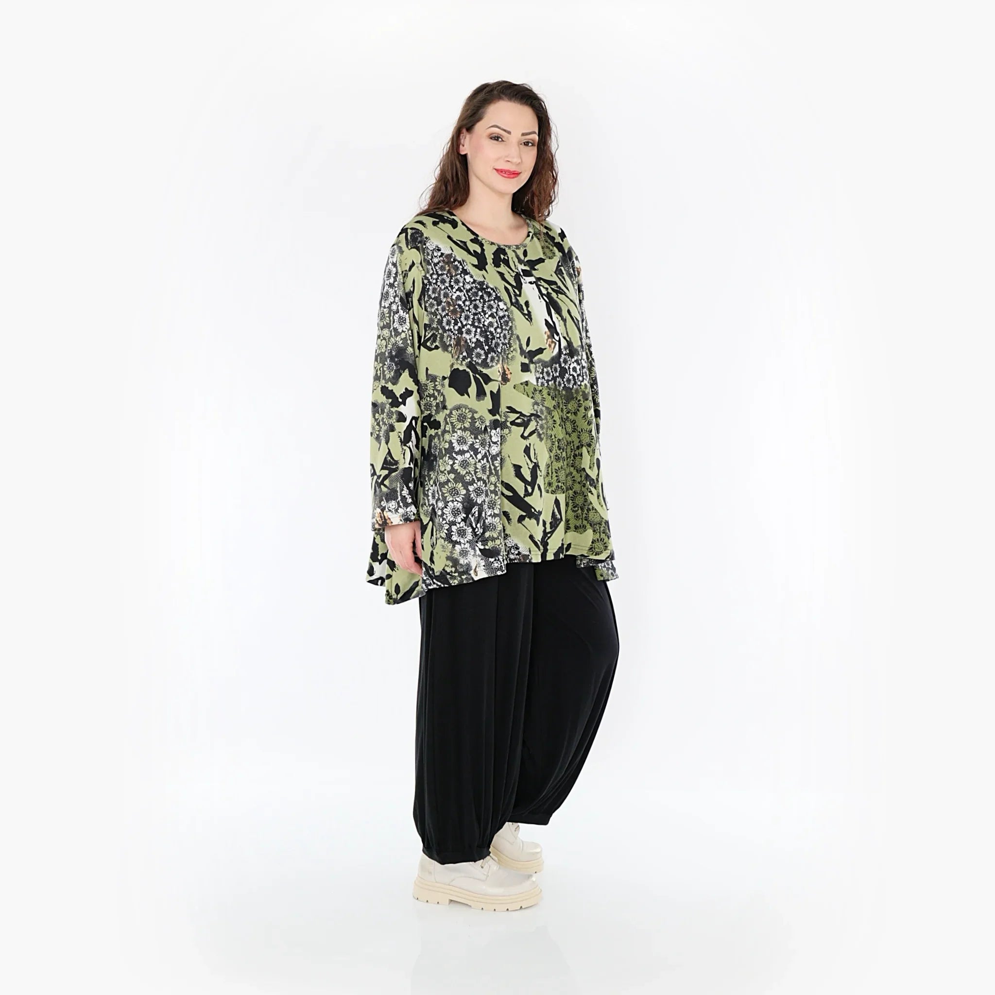 AKH Fashion Shirt 593 Lyanna, Olive/Schwarz/Weiß