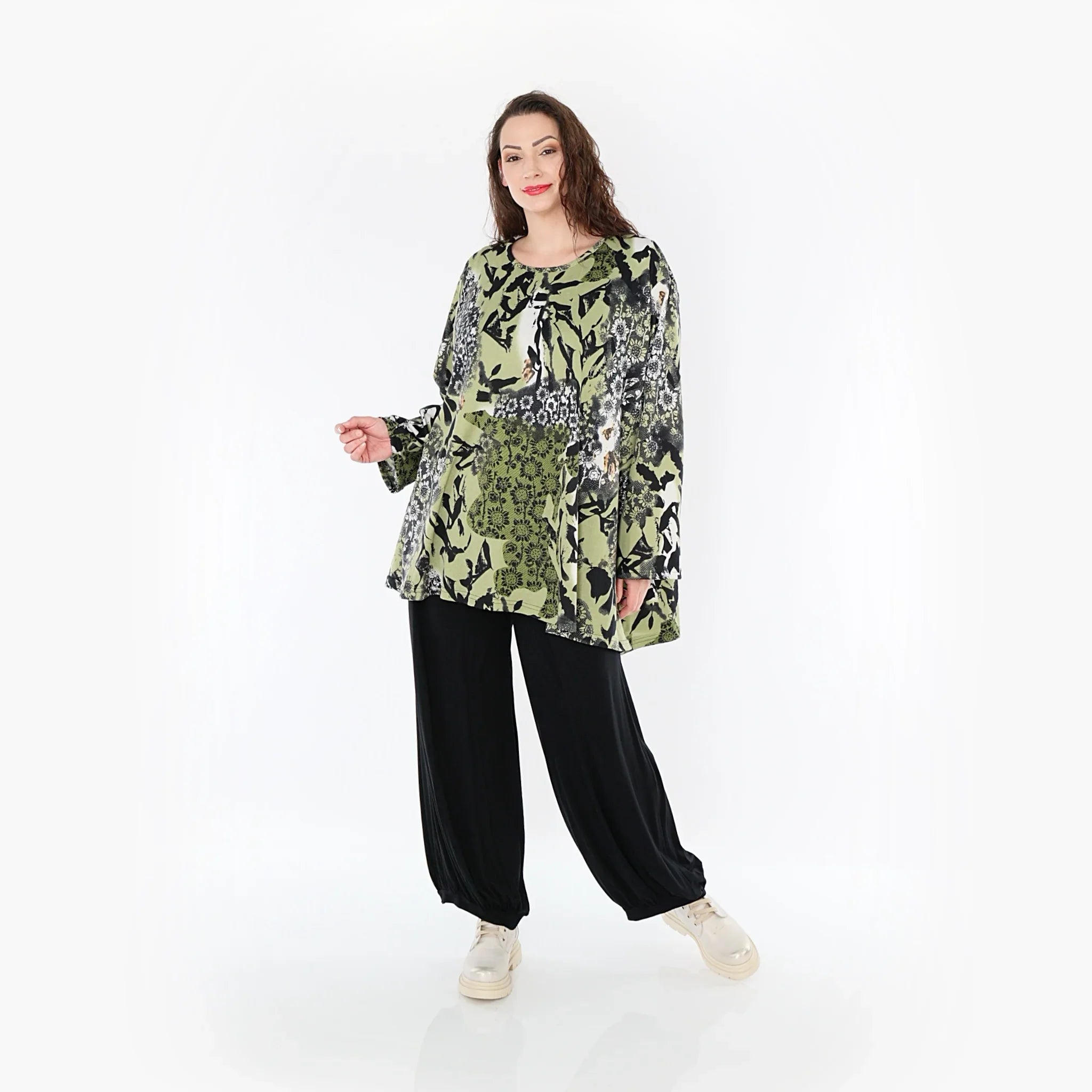 AKH Fashion Shirt 593 Lyanna, Olive/Schwarz/Weiß