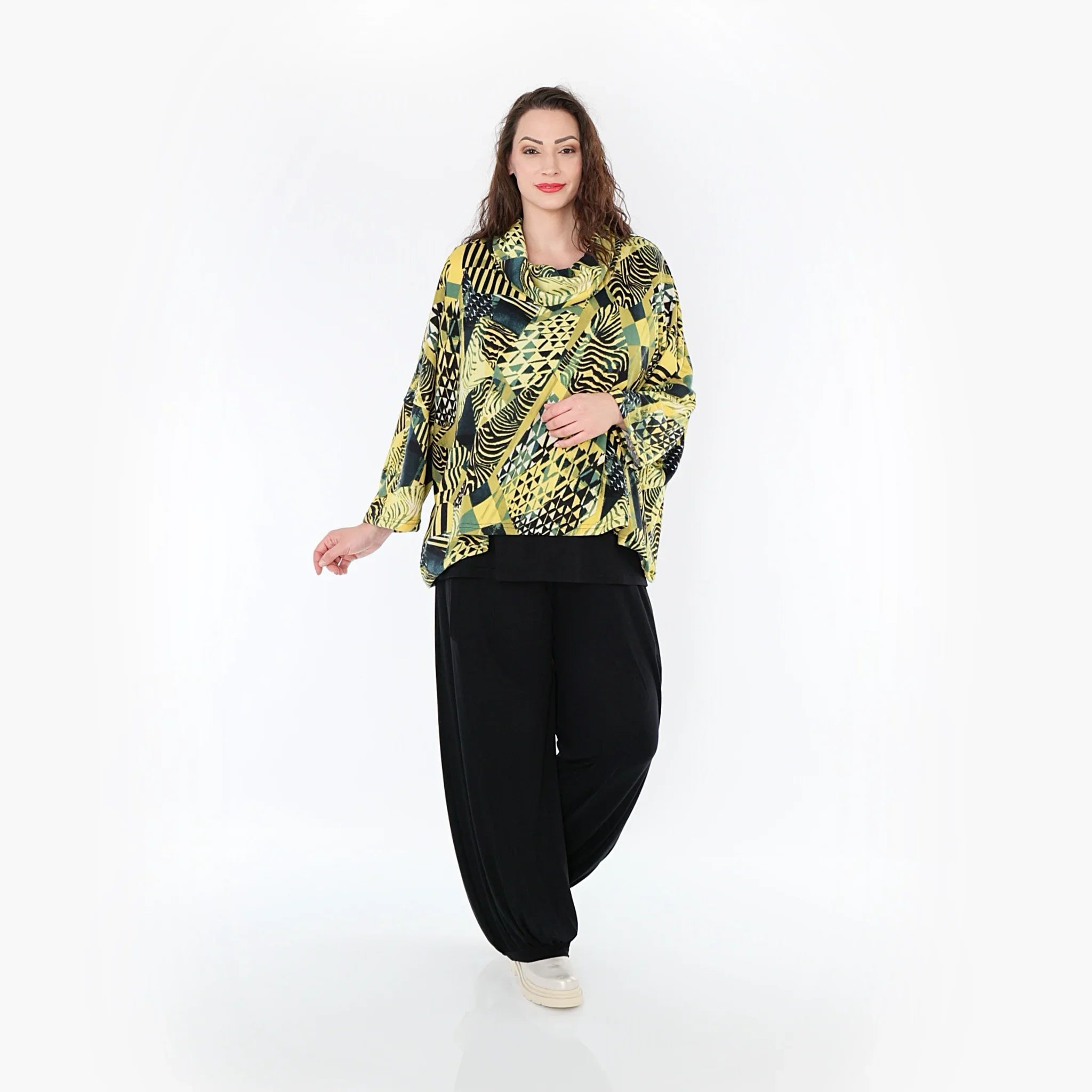 AKH Fashion Shirt 3019 Aviana, Senf/Olive/Schwarz