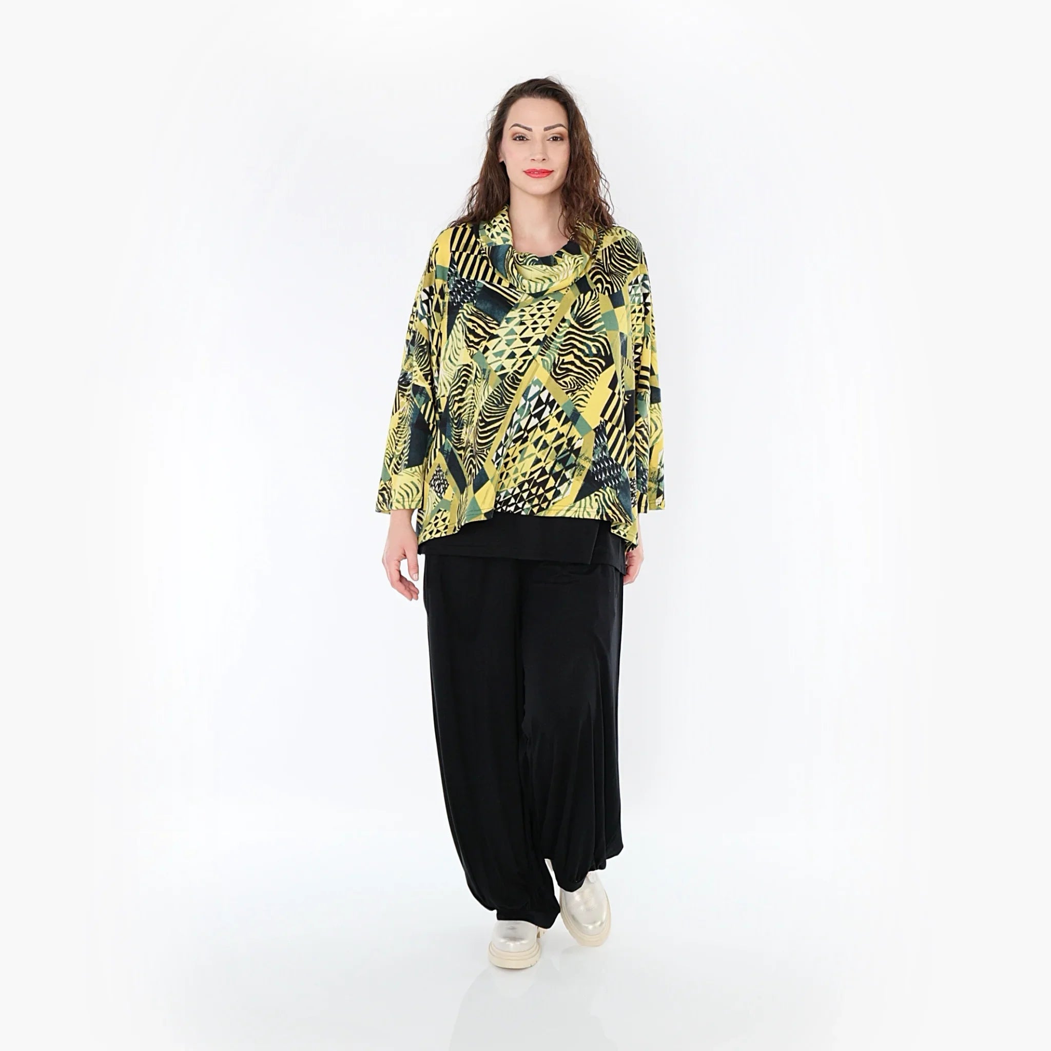 AKH Fashion Shirt 3019 Aviana, Senf/Olive/Schwarz