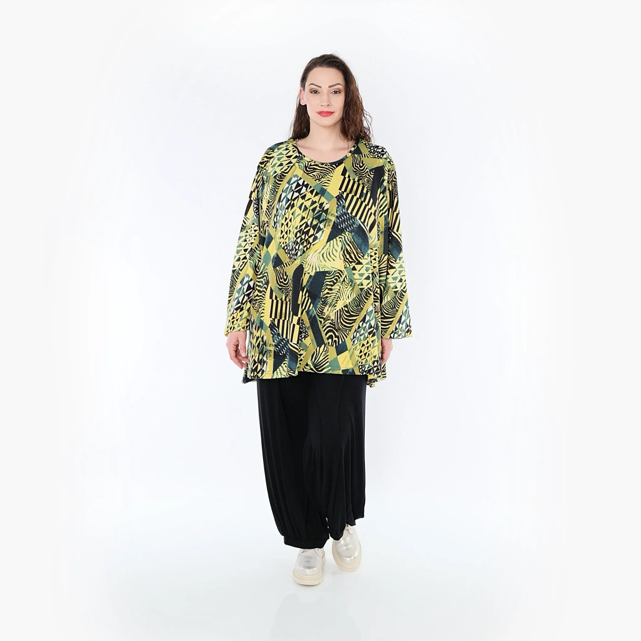 AKH 593 Big Shirt, Mustard-Olive-Black