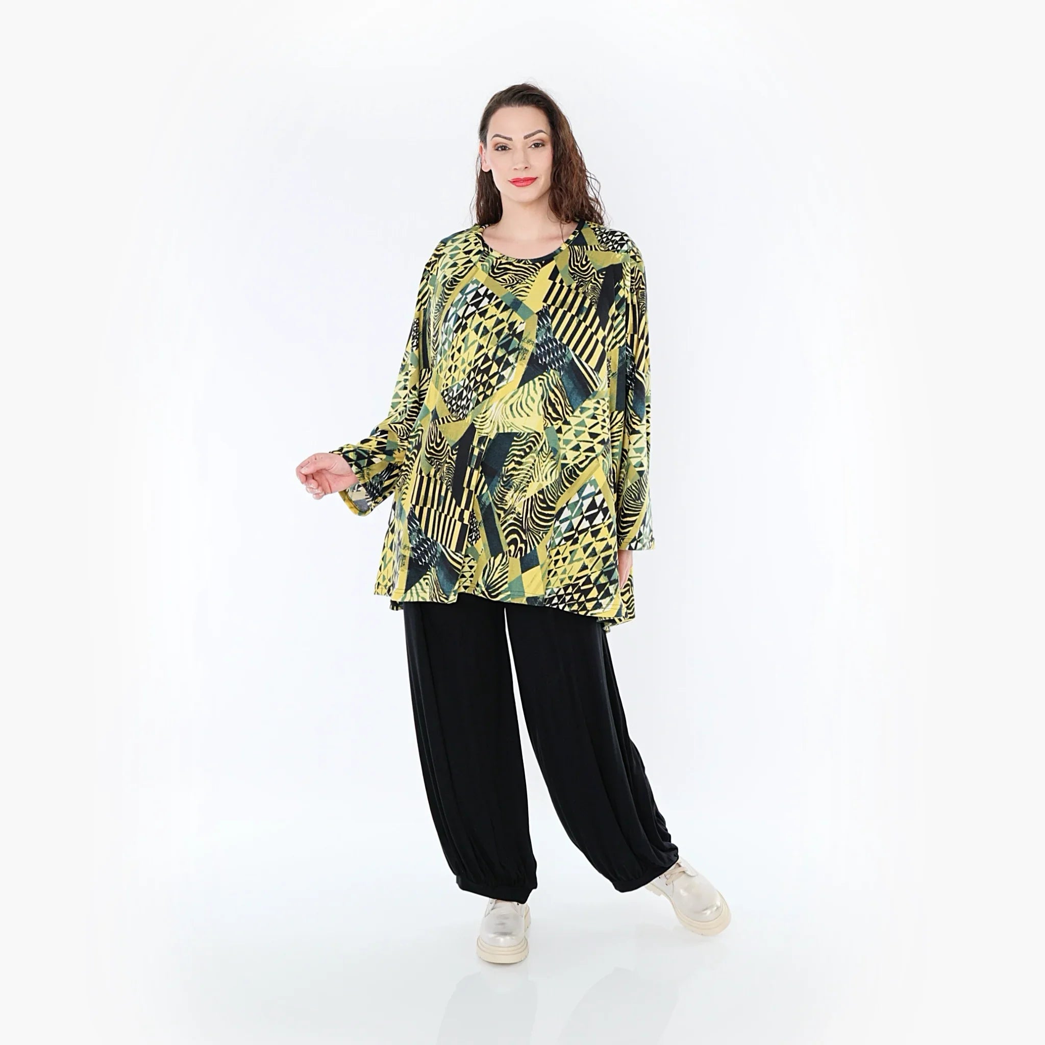 AKH 593 Big Shirt, Mustard-Olive-Black
