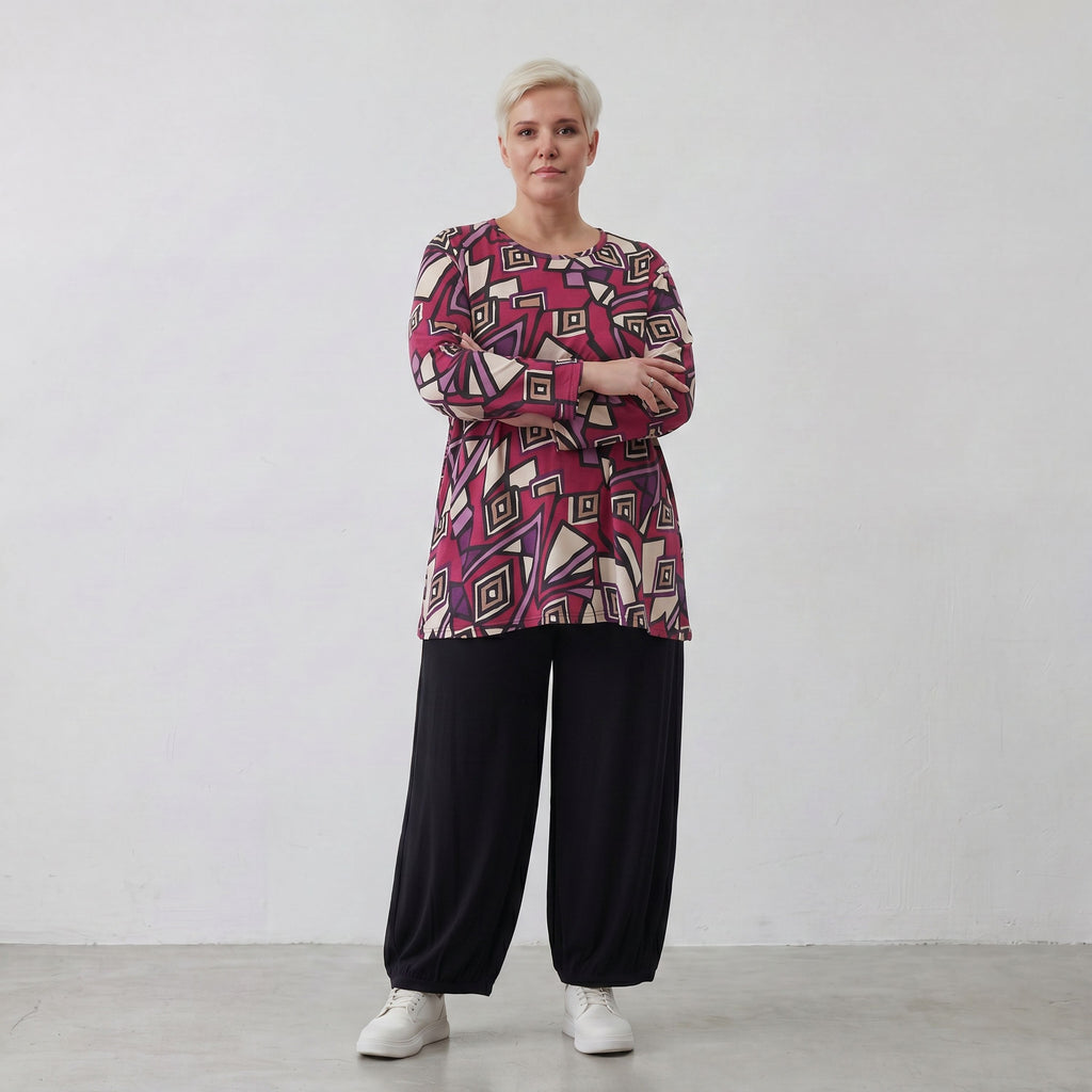AKH Fashion Shirt 1892 Lillia, Fuchsia/Schwarz/Creme