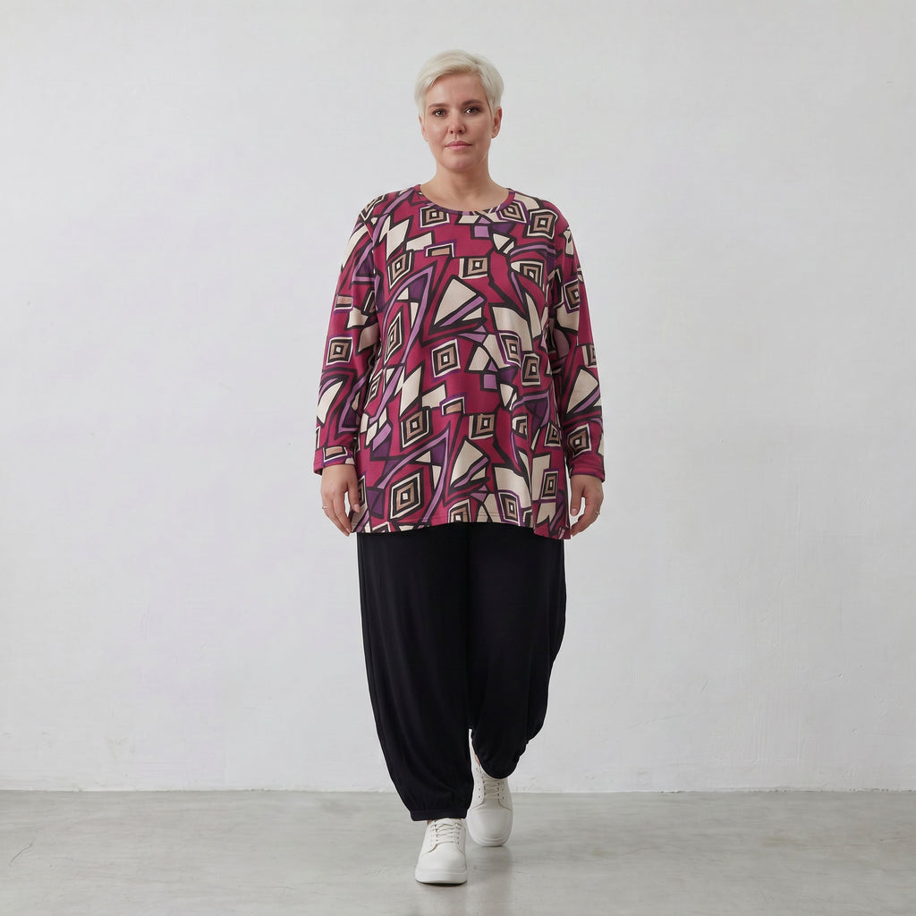 AKH Fashion Shirt 1892 Lillia, Fuchsia/Schwarz/Creme