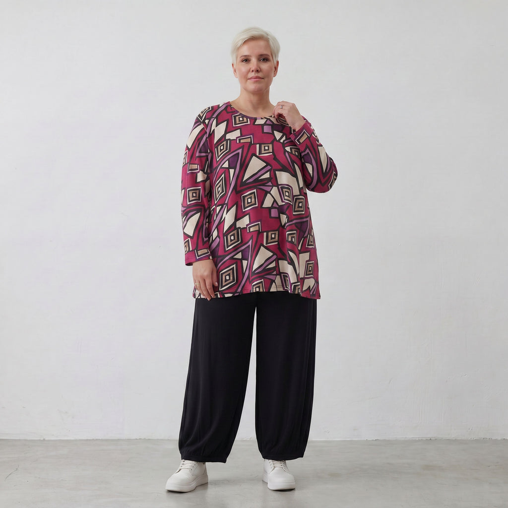 AKH Fashion Shirt 1892 Lillia, Fuchsia/Schwarz/Creme