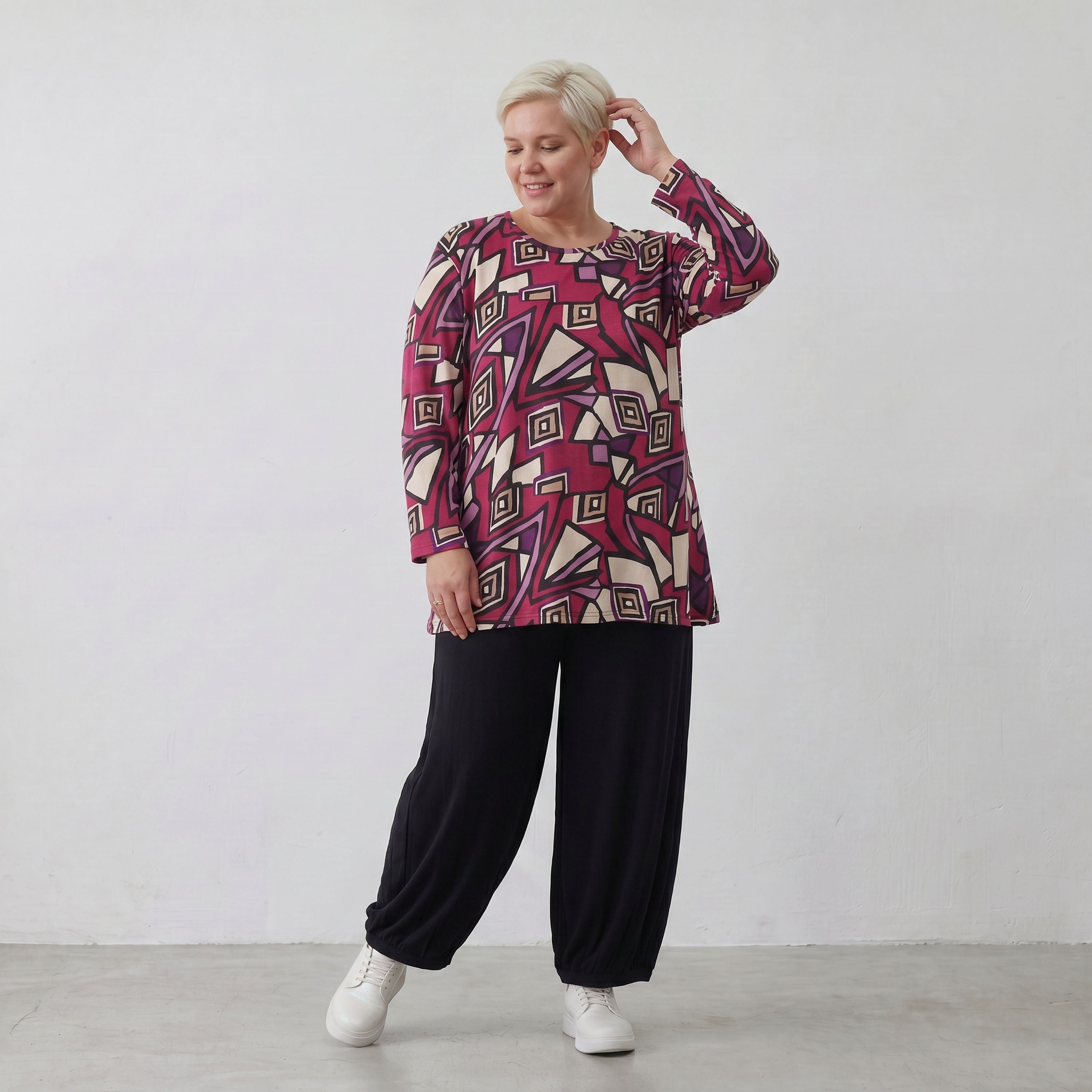 AKH Fashion Shirt 1892 Lillia, Fuchsia/Schwarz/Creme
