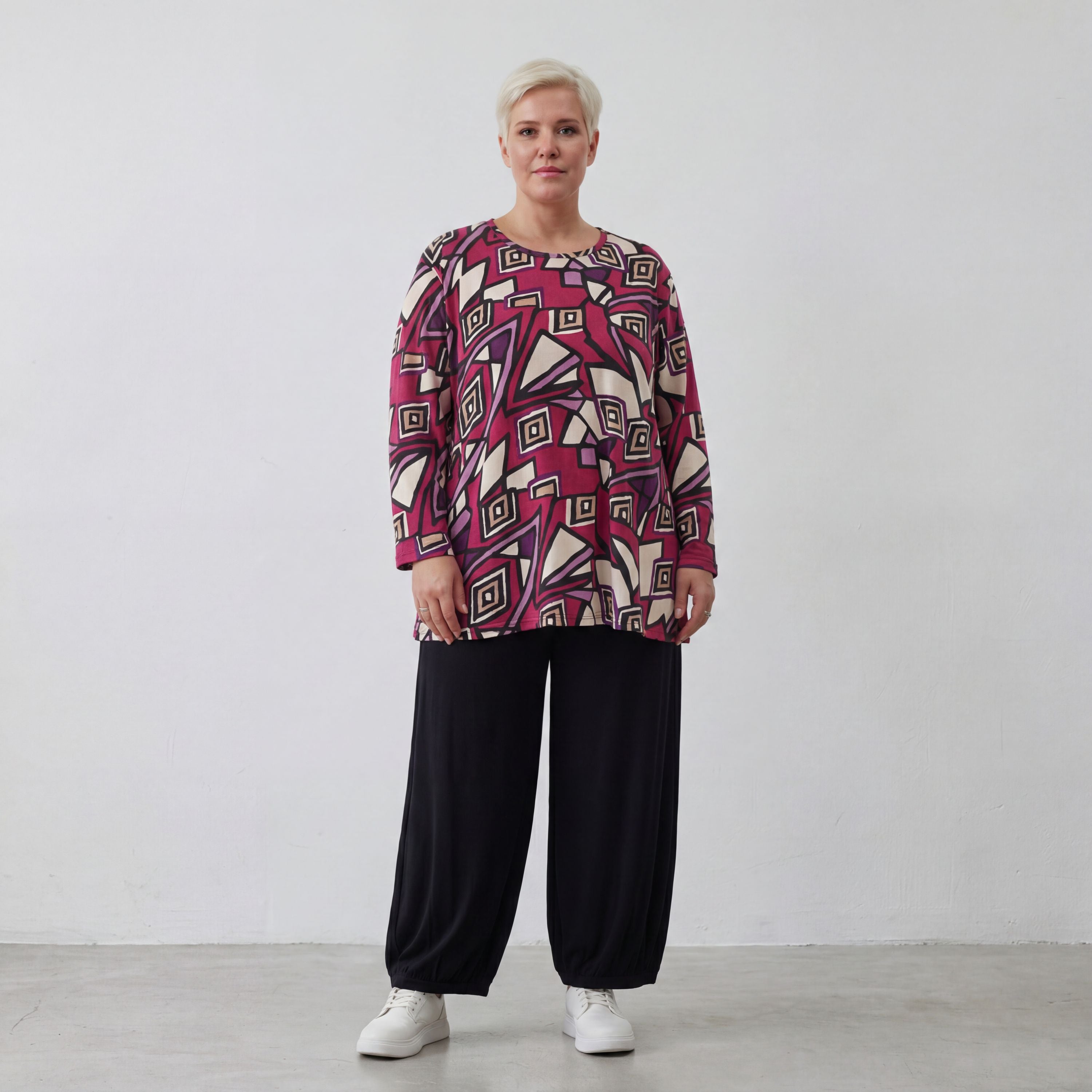 AKH Fashion Shirt 1892 Lillia, Fuchsia/Schwarz/Creme