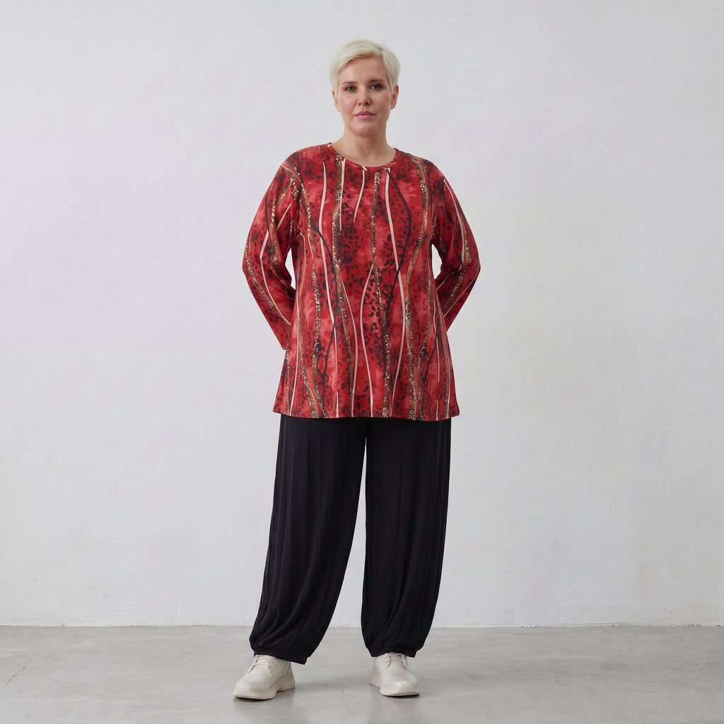 Chemise AKH 1892, rouge-cognac-noir