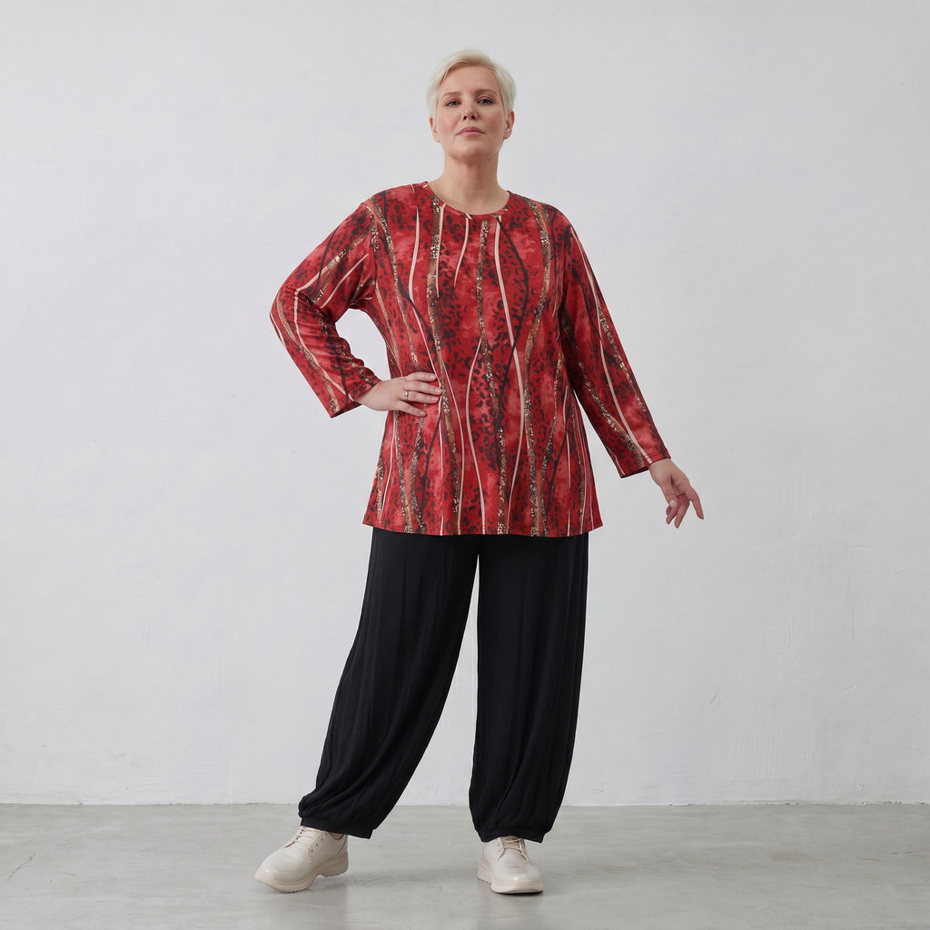 Chemise AKH 1892, rouge-cognac-noir