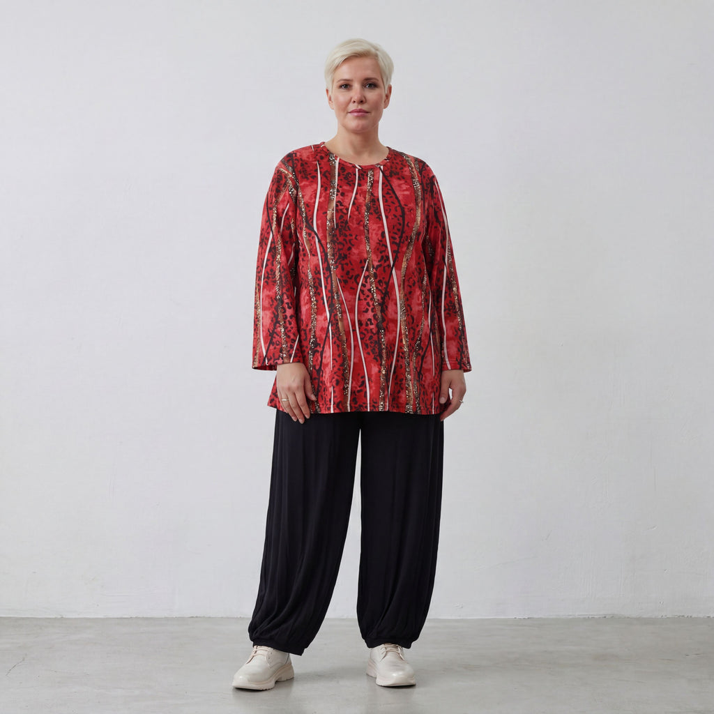 Chemise AKH 1892, rouge-cognac-noir