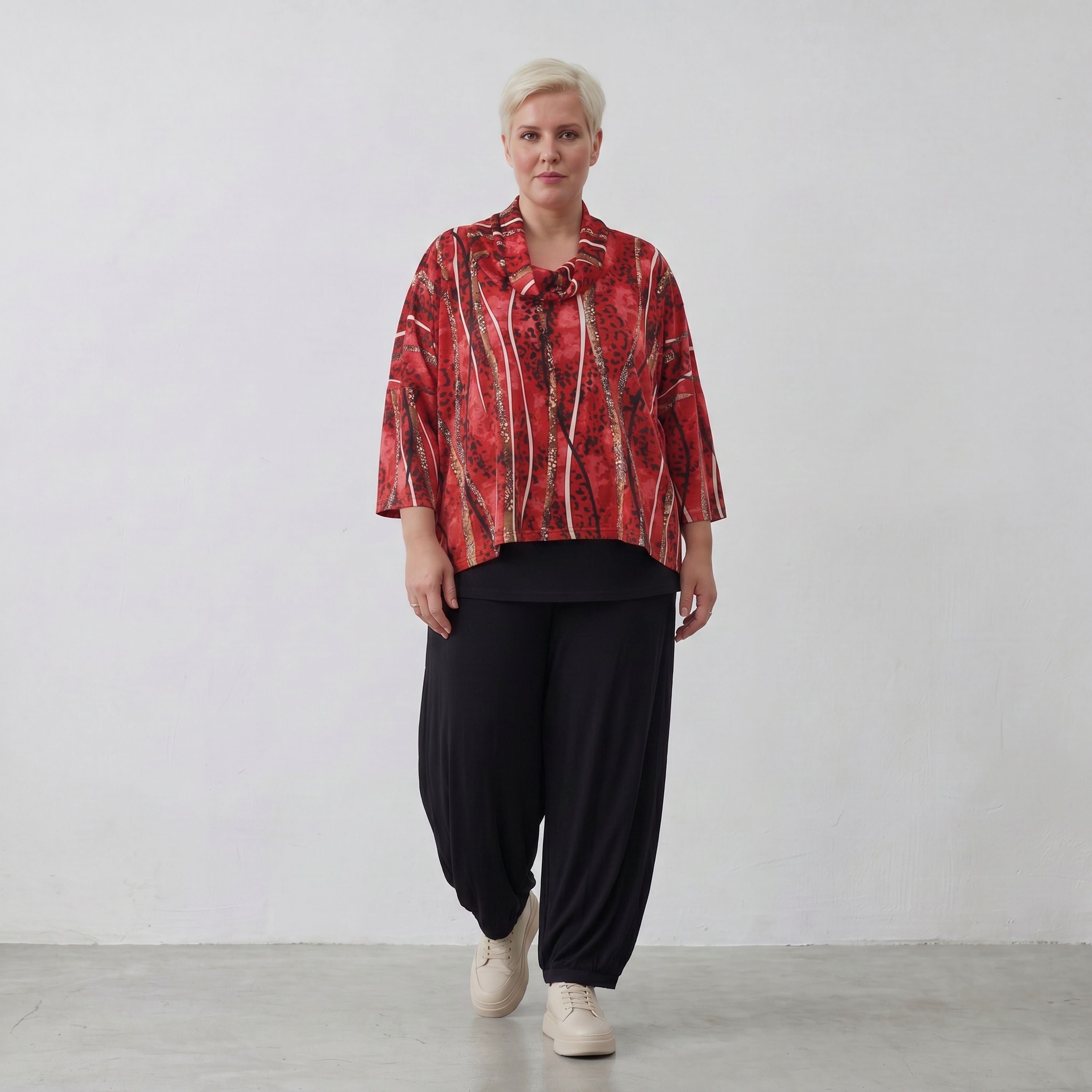 AKH Fashion Shirt 3019 Meera, Rot/Cognac/Schwarz