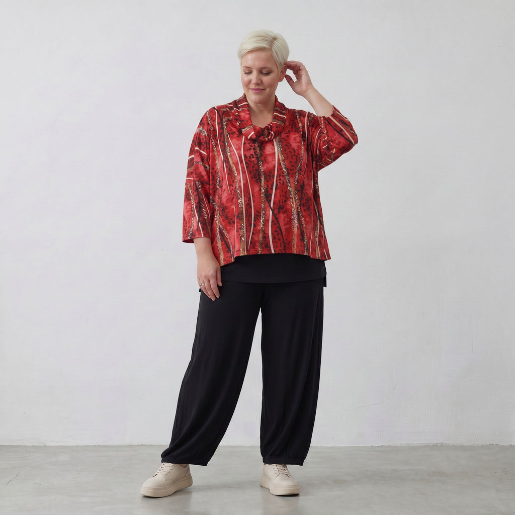 AKH Fashion Shirt 3019 Meera, Rot/Cognac/Schwarz