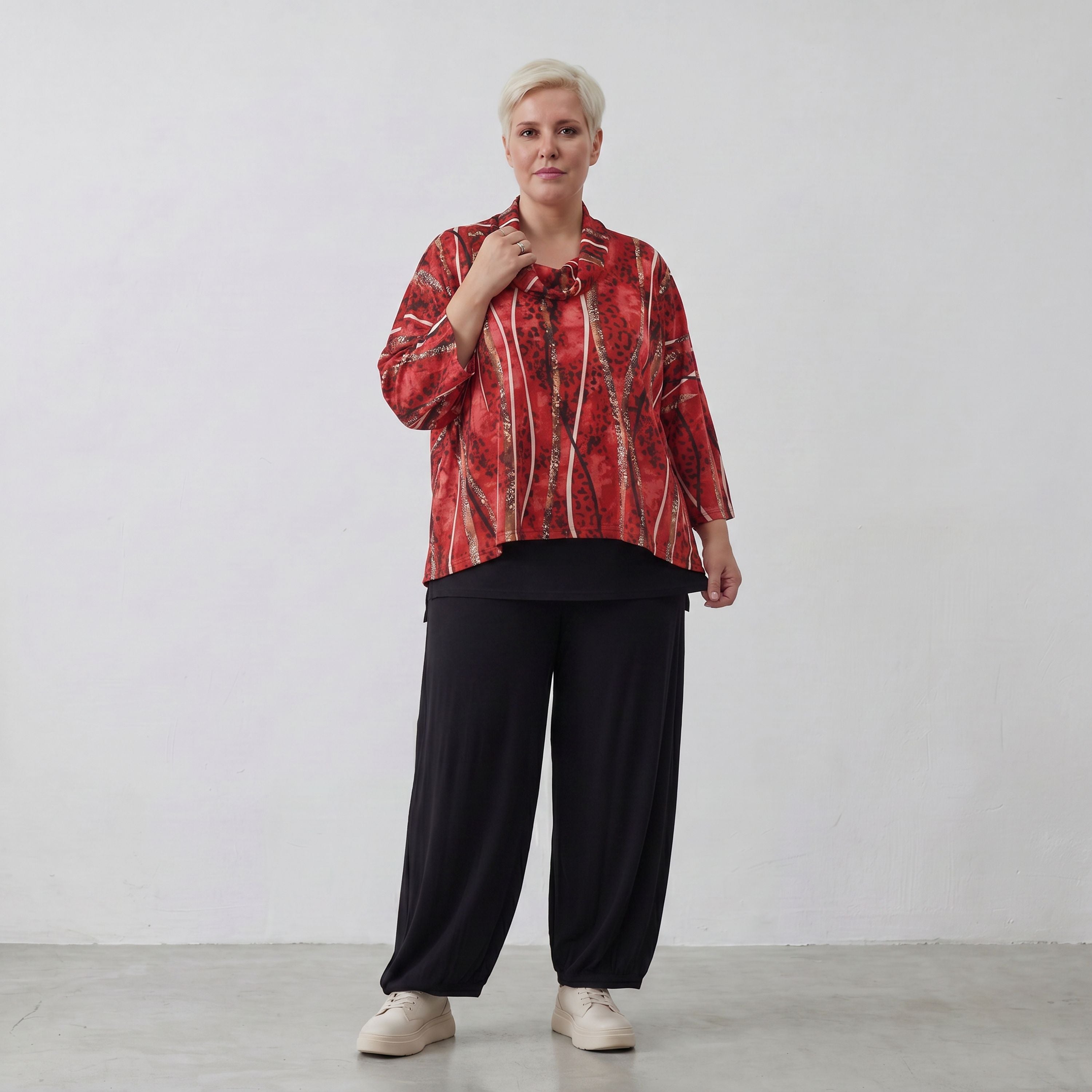 AKH Fashion Shirt 3019 Meera, Rot/Cognac/Schwarz