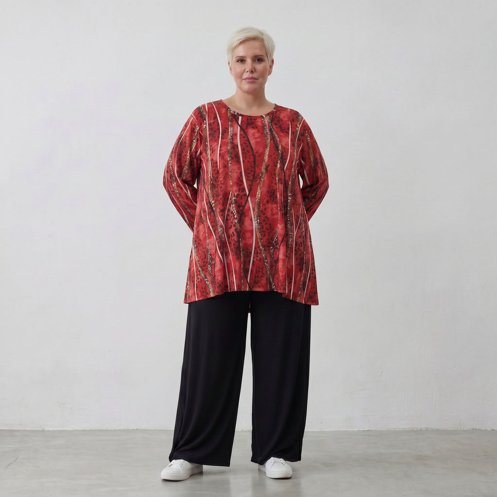 AKH Fashion Shirt 593 Meera, Rot/Cognac/Schwarz