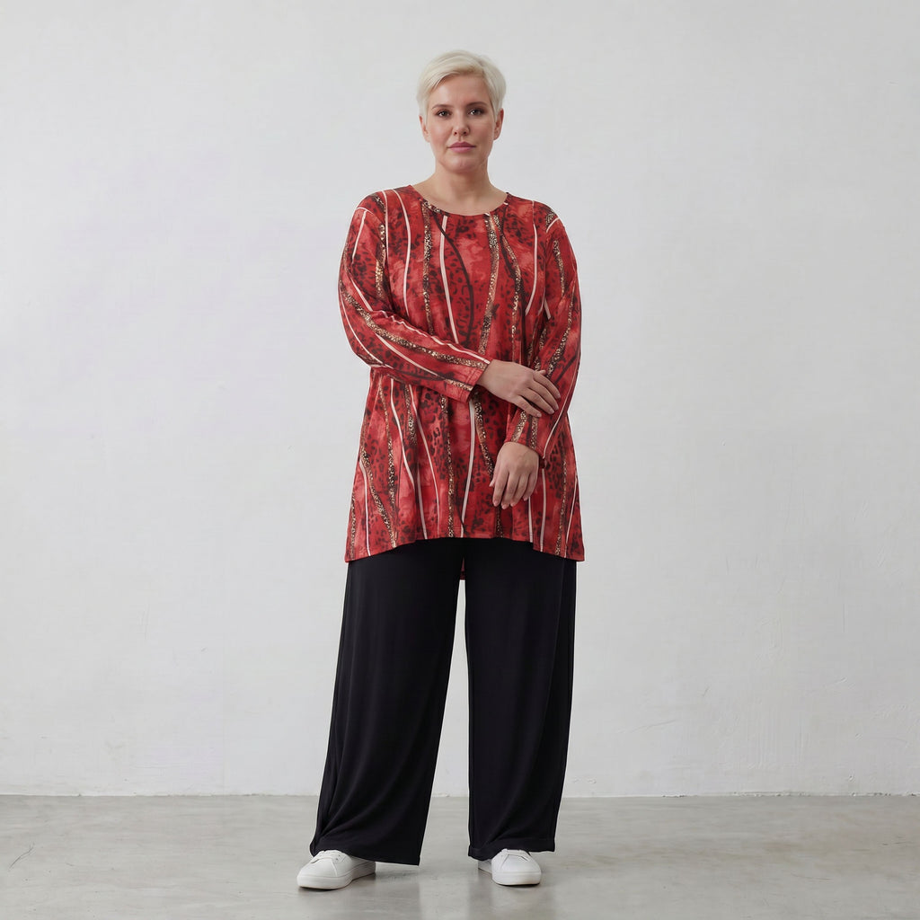 AKH Fashion Shirt 593 Meera, Rot/Cognac/Schwarz