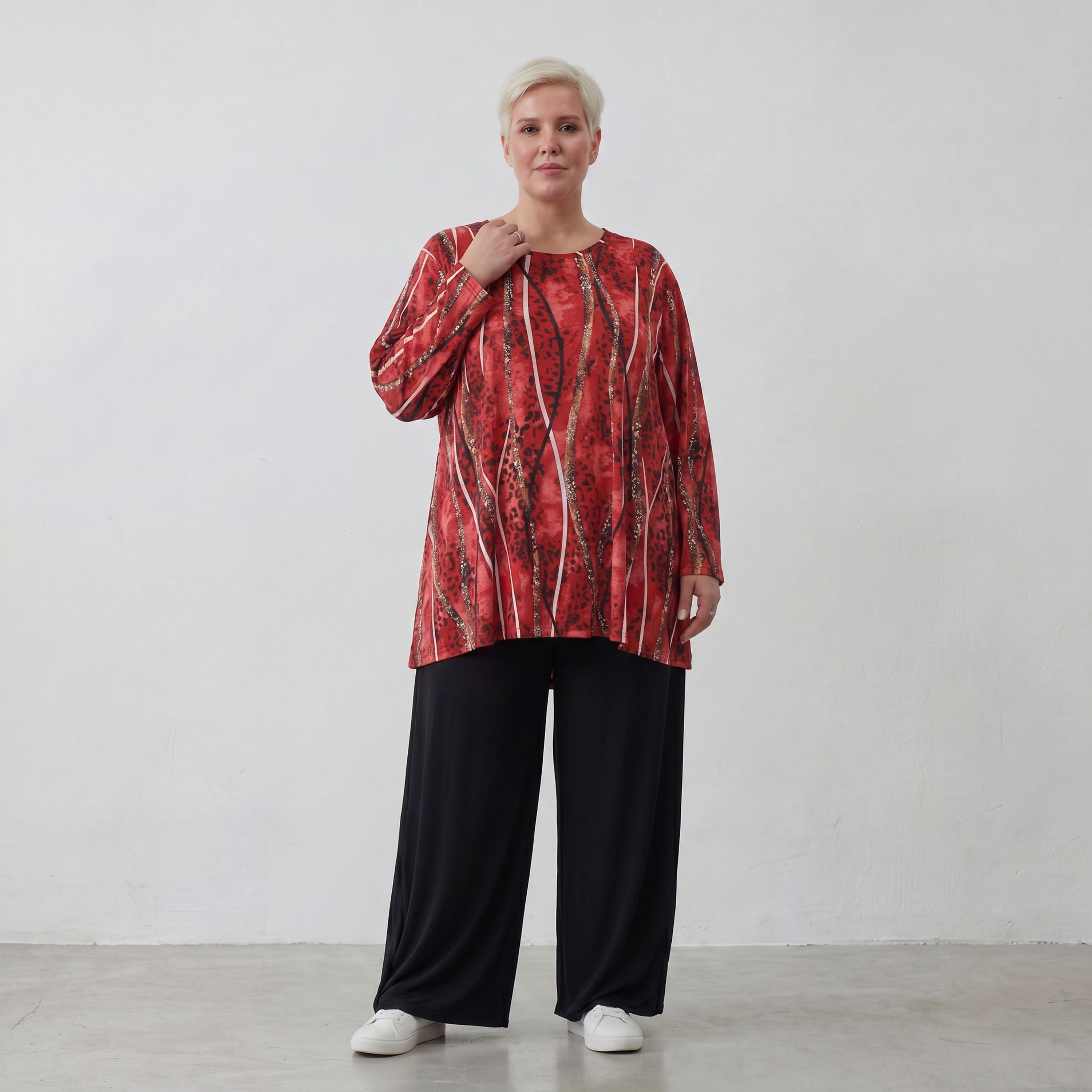 AKH Fashion Shirt 593 Meera, Rot/Cognac/Schwarz