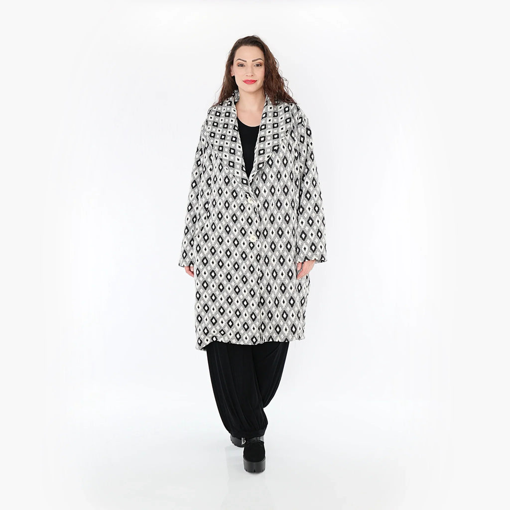 AKH Fashion Mantel 2494 Joyce, Weiß/Schwarz