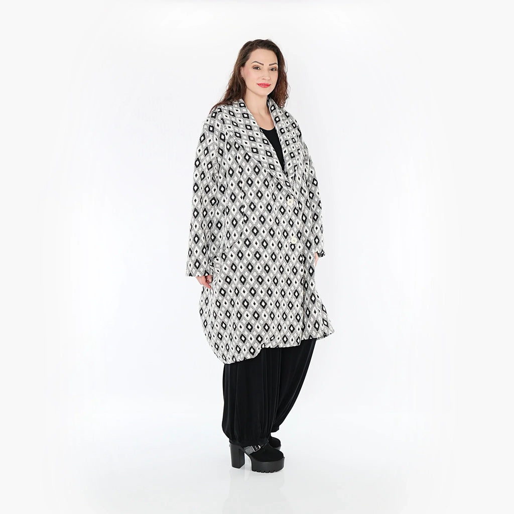 AKH Fashion Mantel 2494 Joyce, Weiß/Schwarz