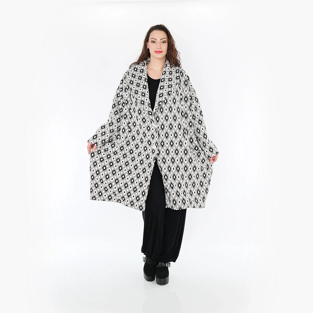 AKH Fashion Mantel 2494 Joyce, Weiß/Schwarz