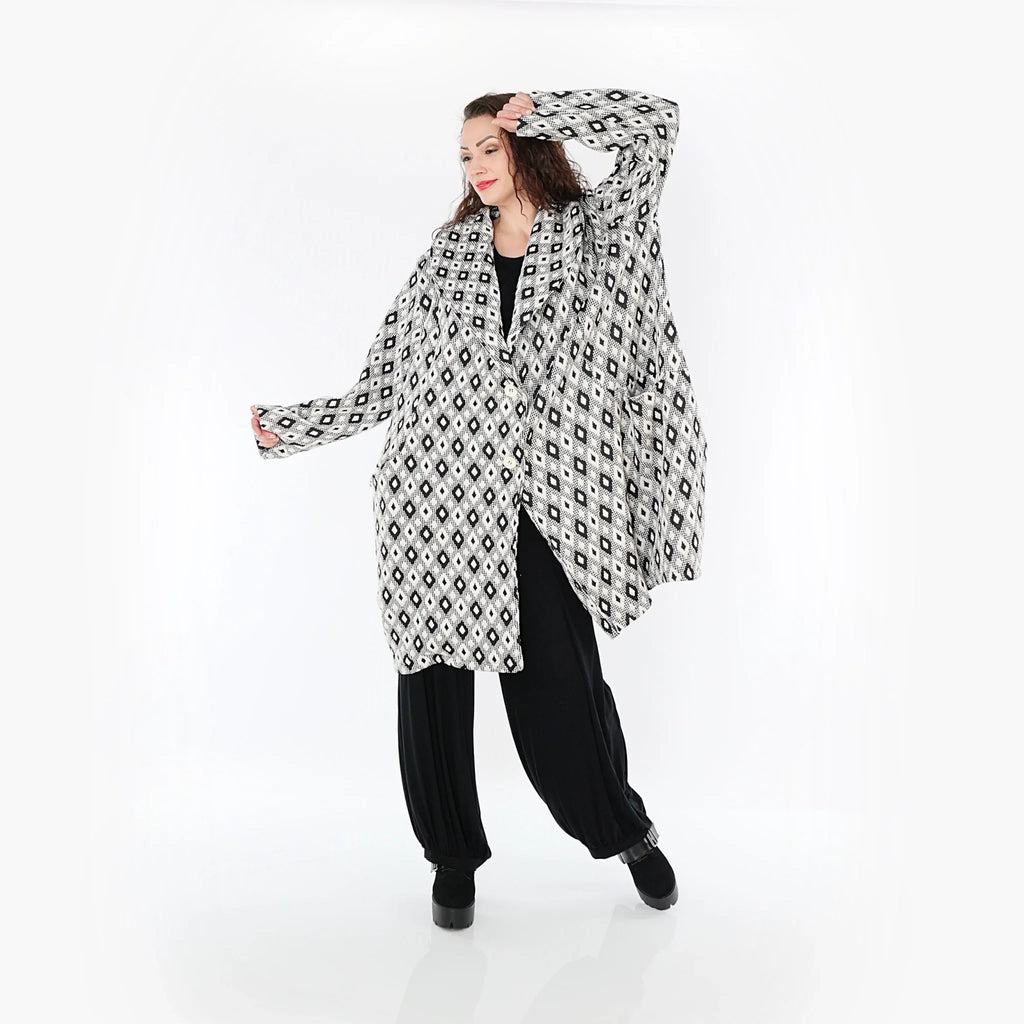 AKH Fashion Mantel 2494 Joyce, Weiß/Schwarz
