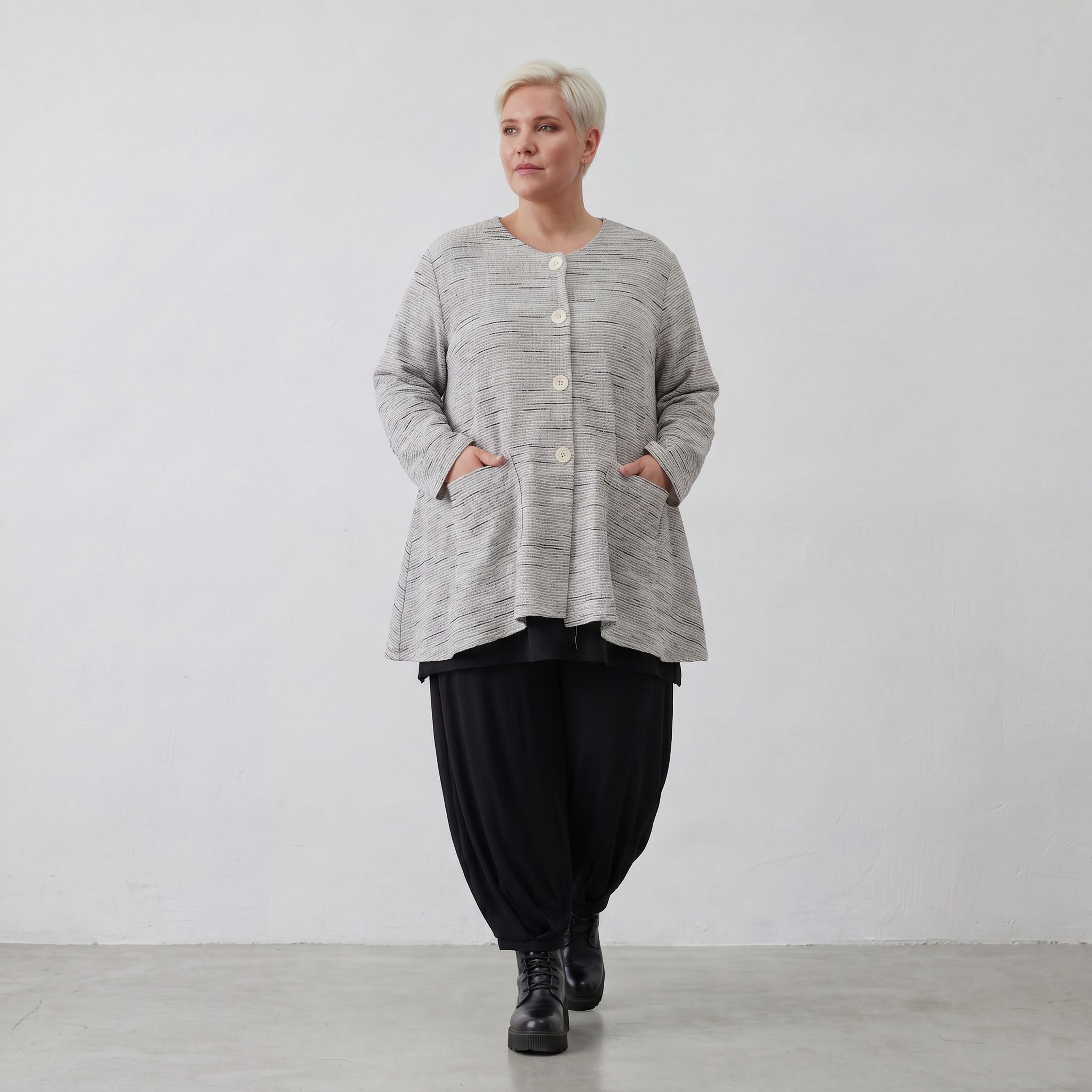 AKH Fashion Jacke 1382 Rosie, Grau/Schwarz