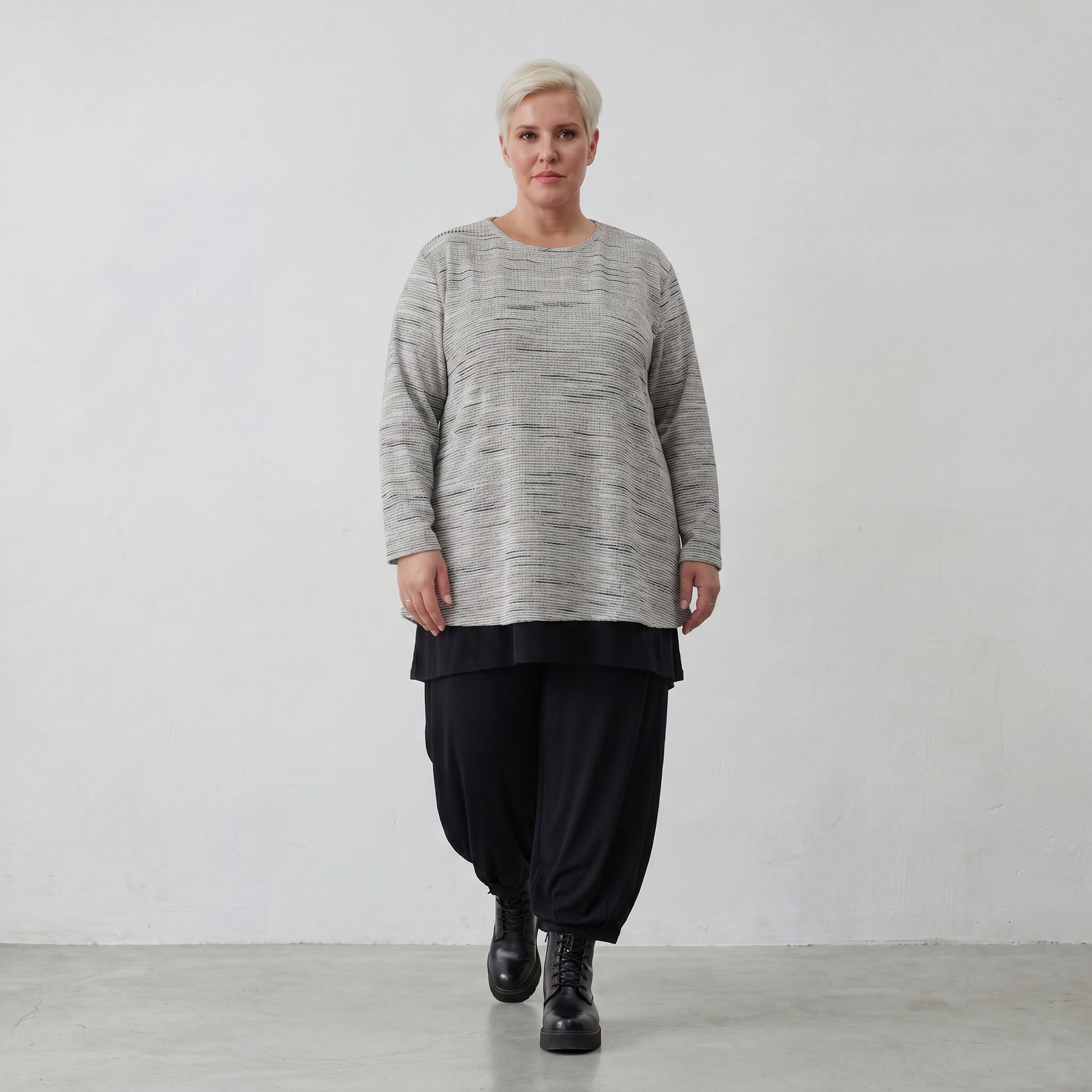 AKH Fashion Shirt 1892 Rosie, Grau/Schwarz